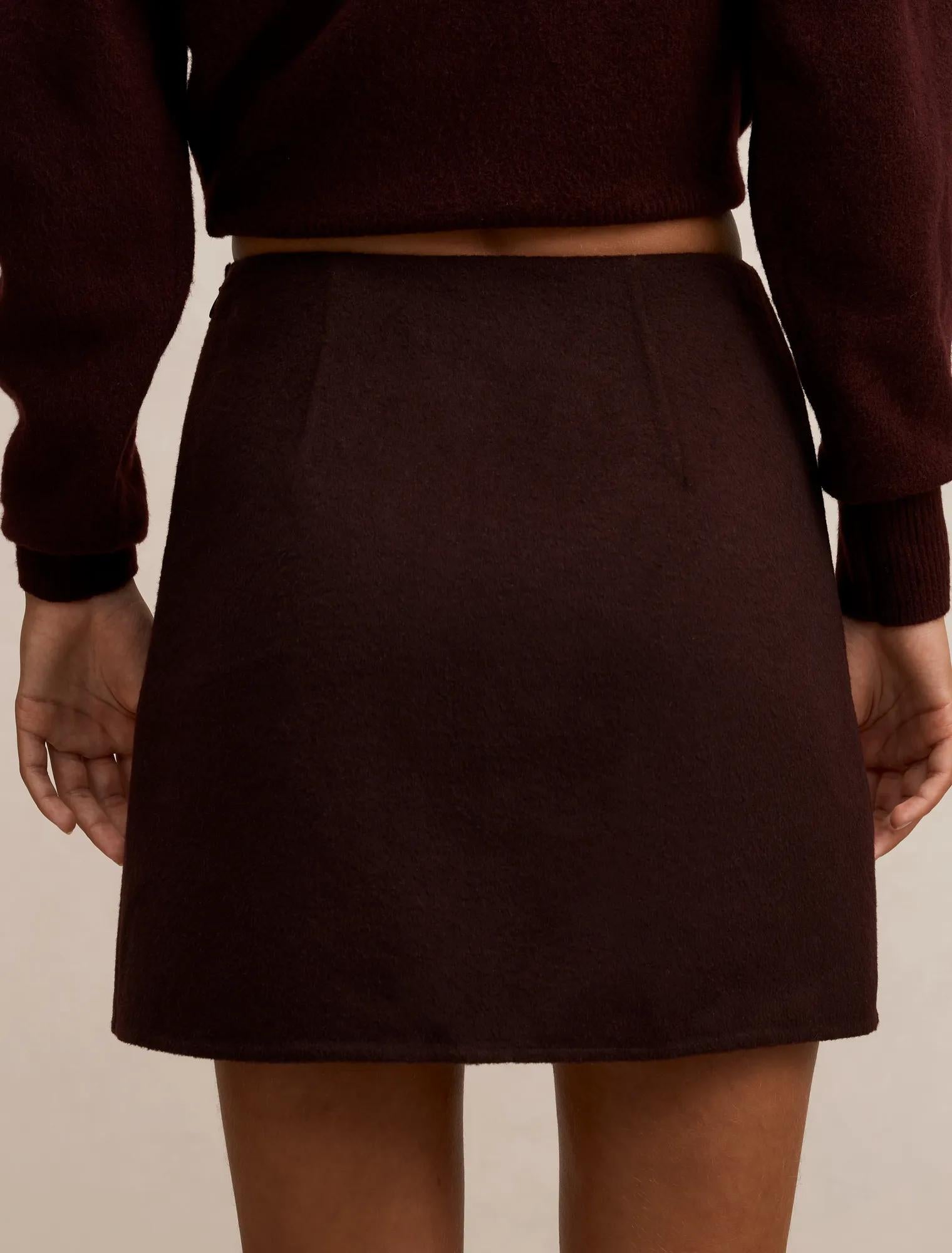 Addie Felled Mini Skirt Aubergine Set