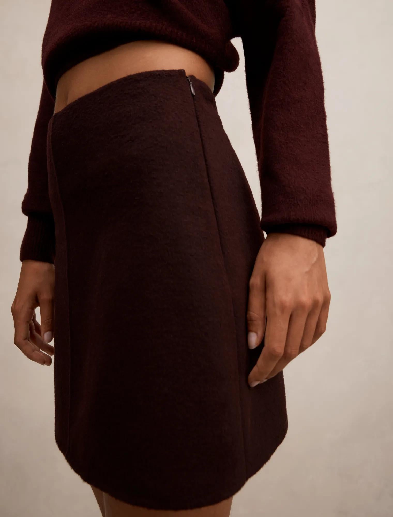 Addie Felled Mini Skirt Aubergine Set