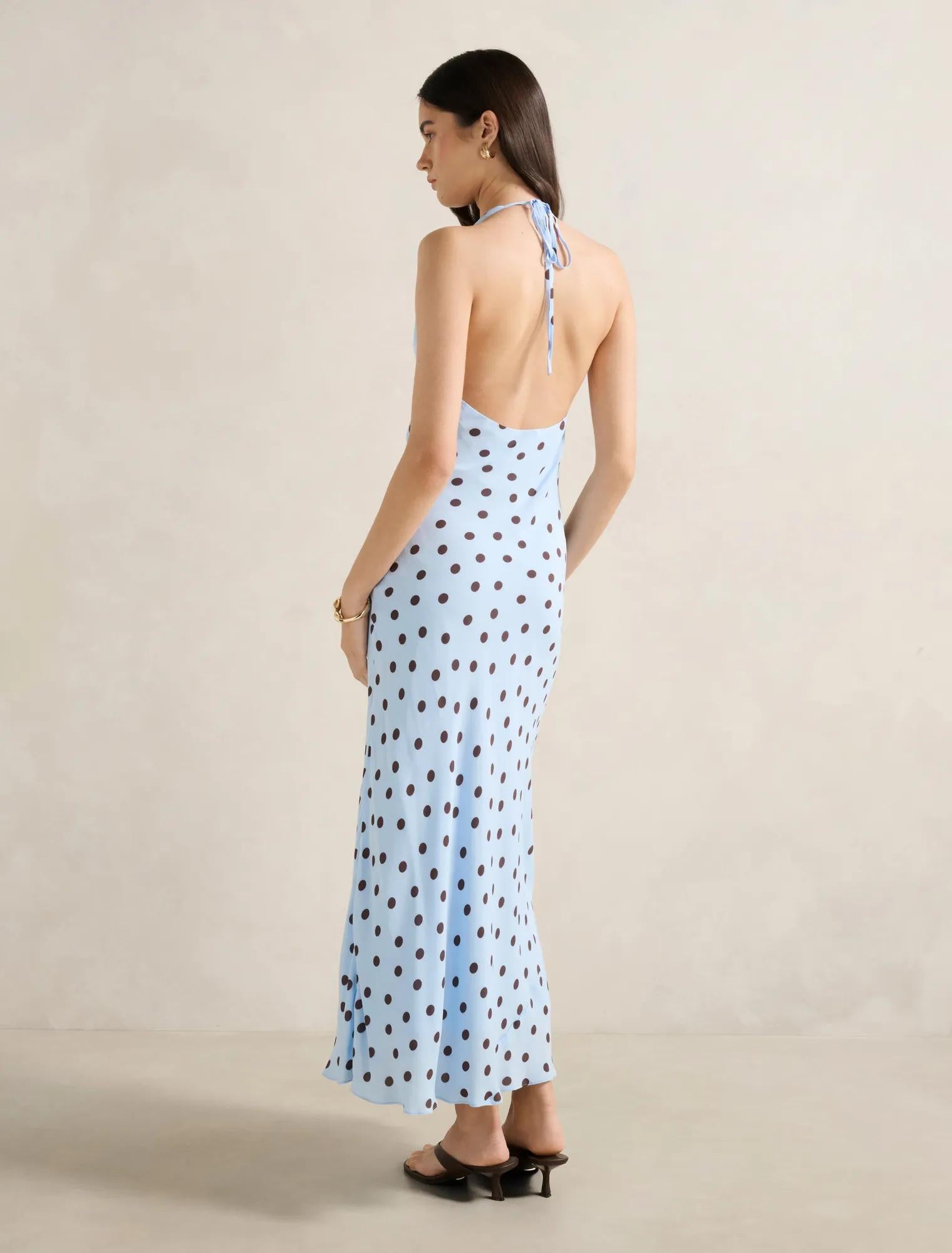 Carter Cowl Neck Midi Dress Blue Gia Spot