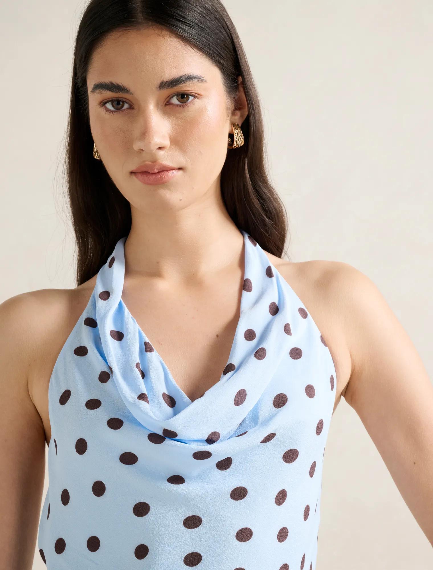 Carter Cowl Neck Midi Dress Blue Gia Spot