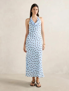 Carter Cowl Neck Midi Dress Blue Gia Spot