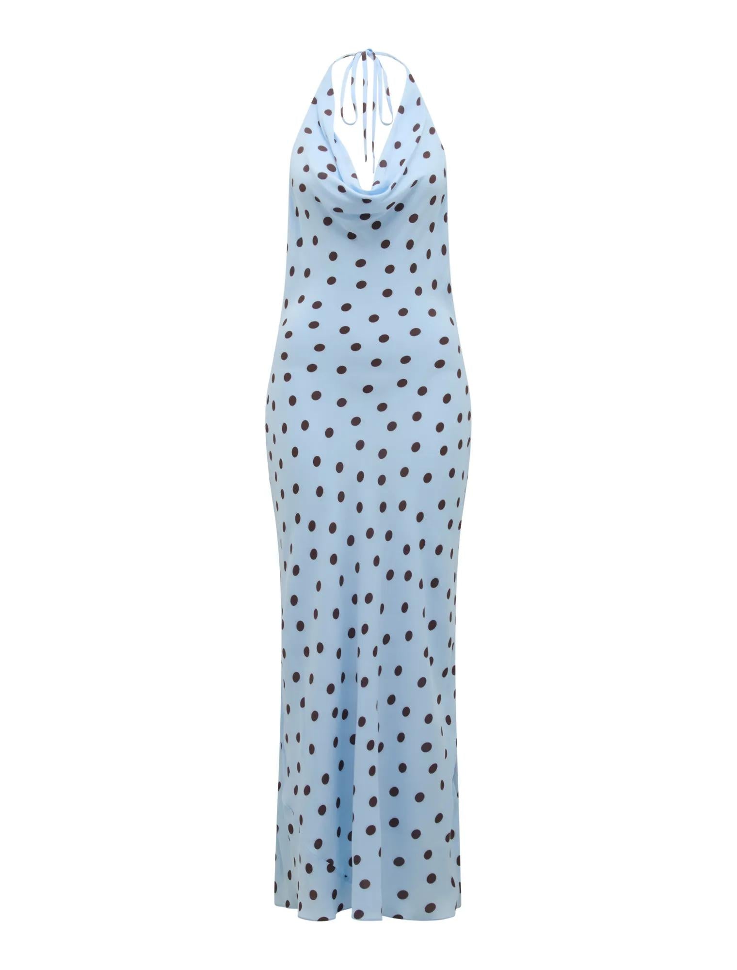 Carter Cowl Neck Midi Dress Blue Gia Spot_mannequin