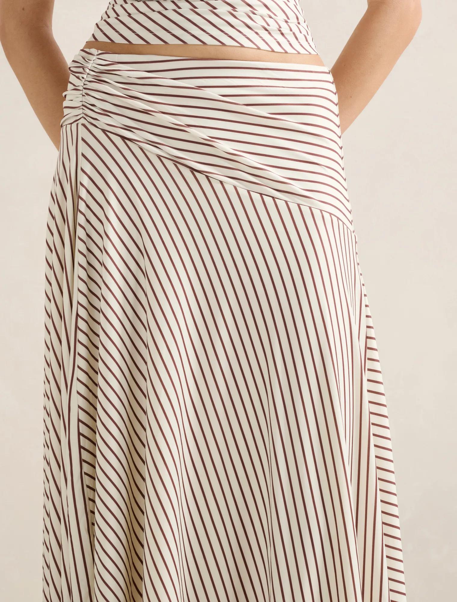 Ariel Godet Hanky Hem Skirt Butter Corby Stripe co-ord