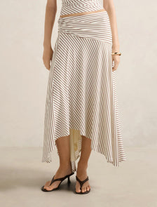 Ariel Godet Hanky Hem Skirt Butter Corby Stripe co-ord