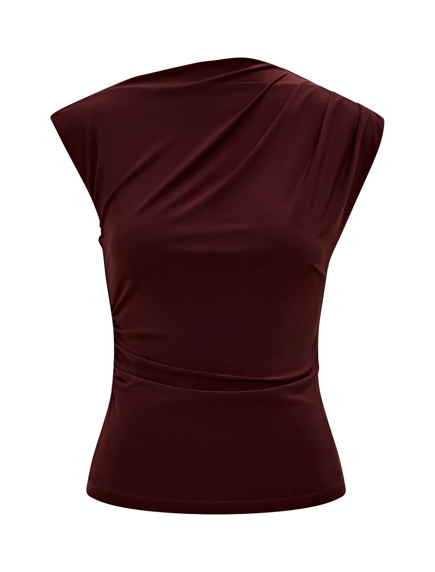 Ariel Godet Hanky Hem Skirt Deep Rust co-ord_mannequin