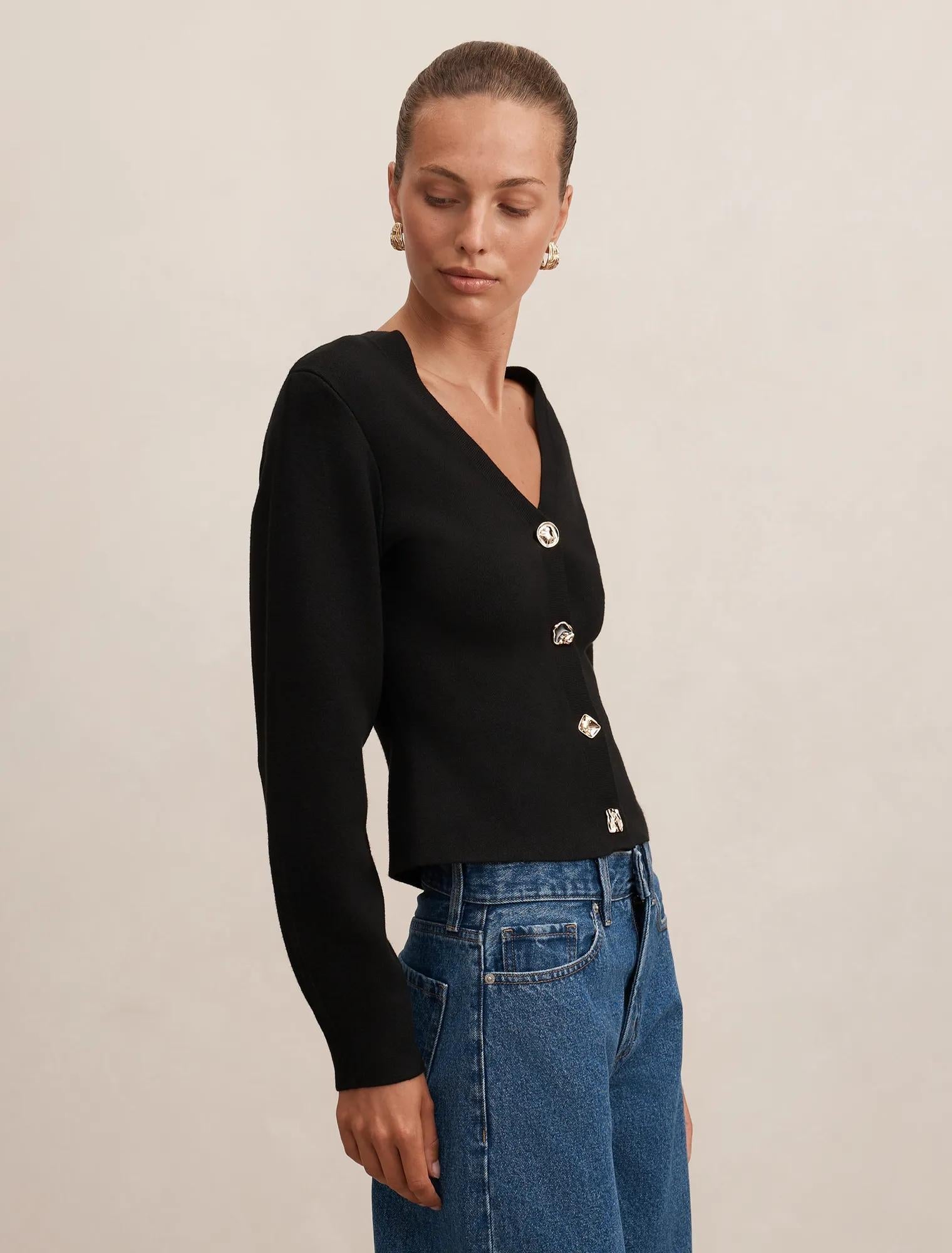Arianna Sculpted Cardigan Black