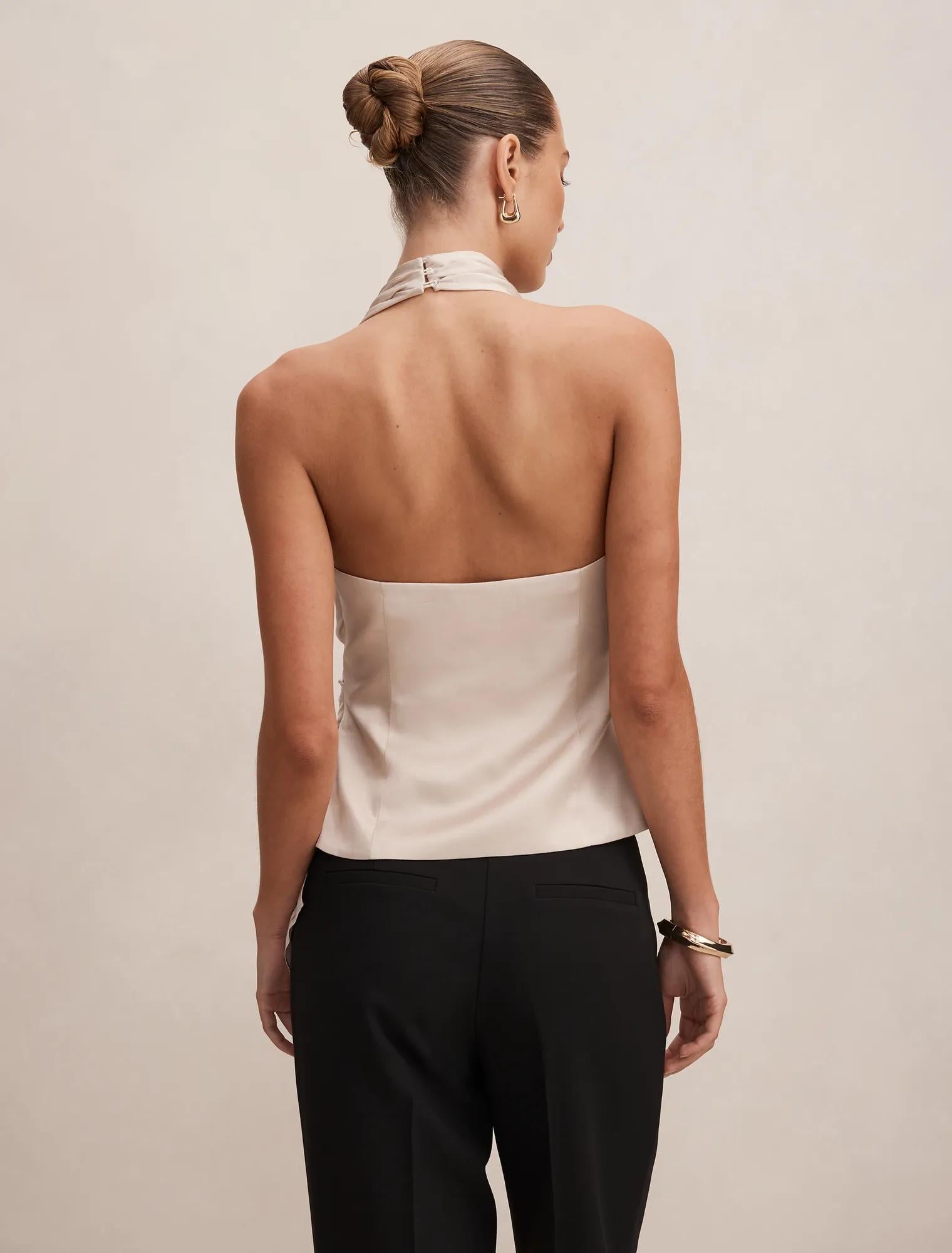 Isabella Drape Detail Top Champagne