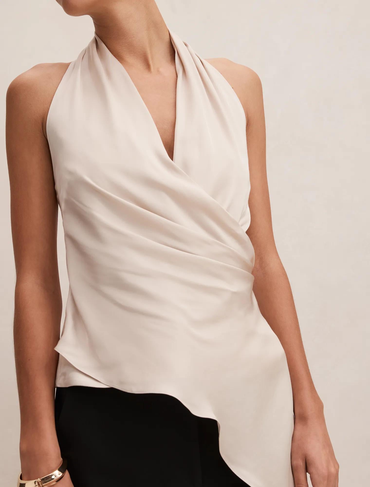 Isabella Drape Detail Top Champagne