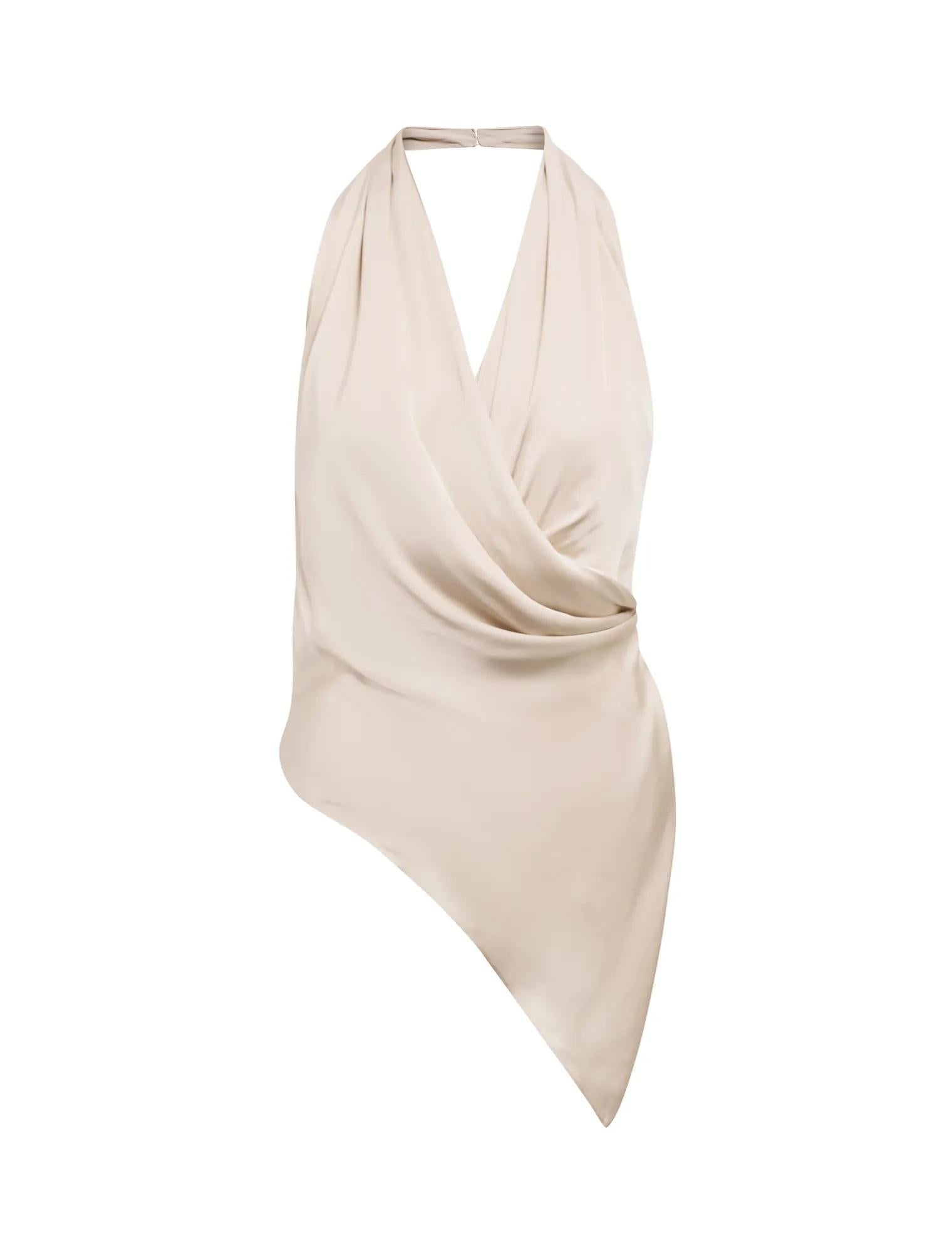 Isabella Drape Detail Top Champagne_mannequin