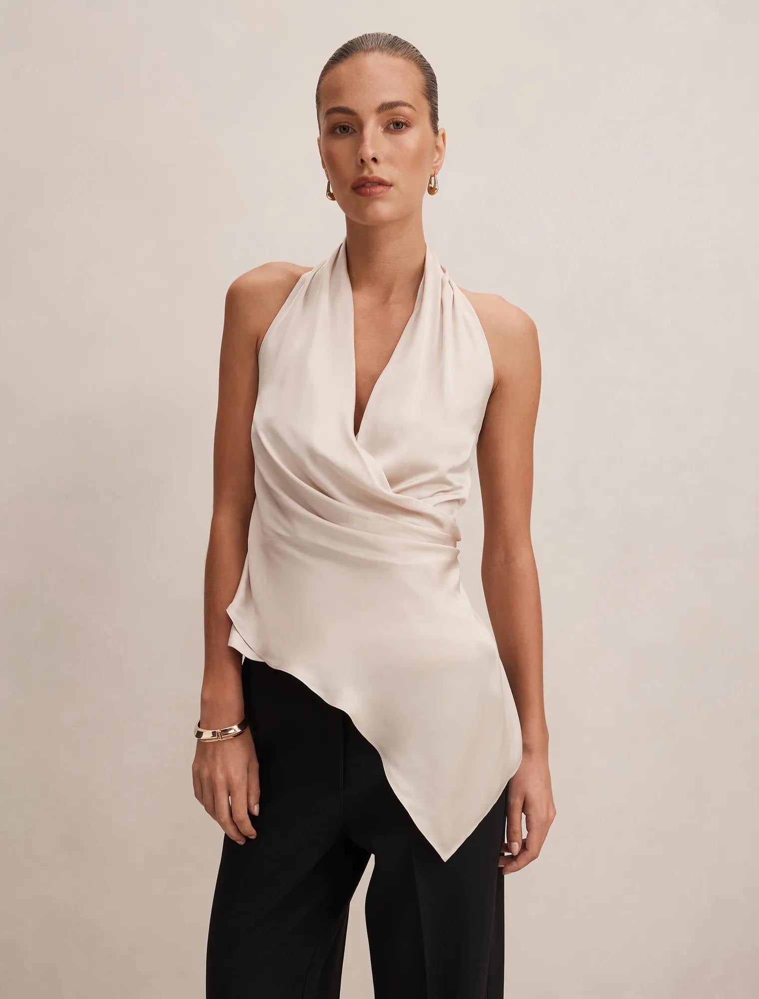 Isabella Drape Detail Top Champagne