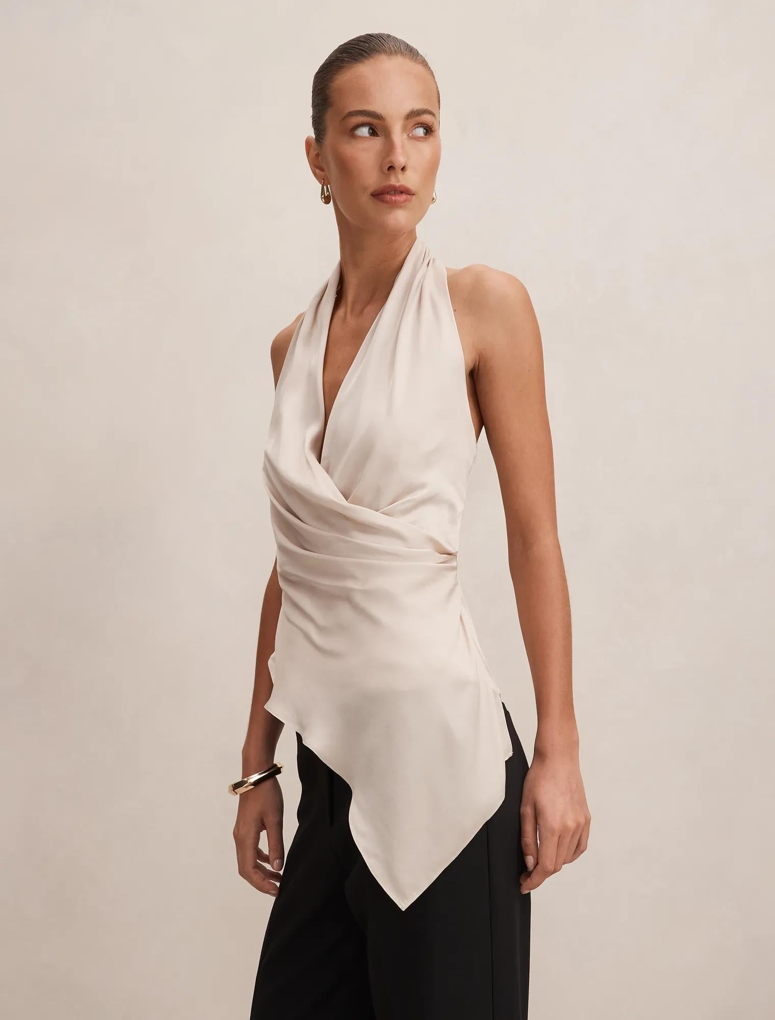 Isabella Drape Detail Top Champagne