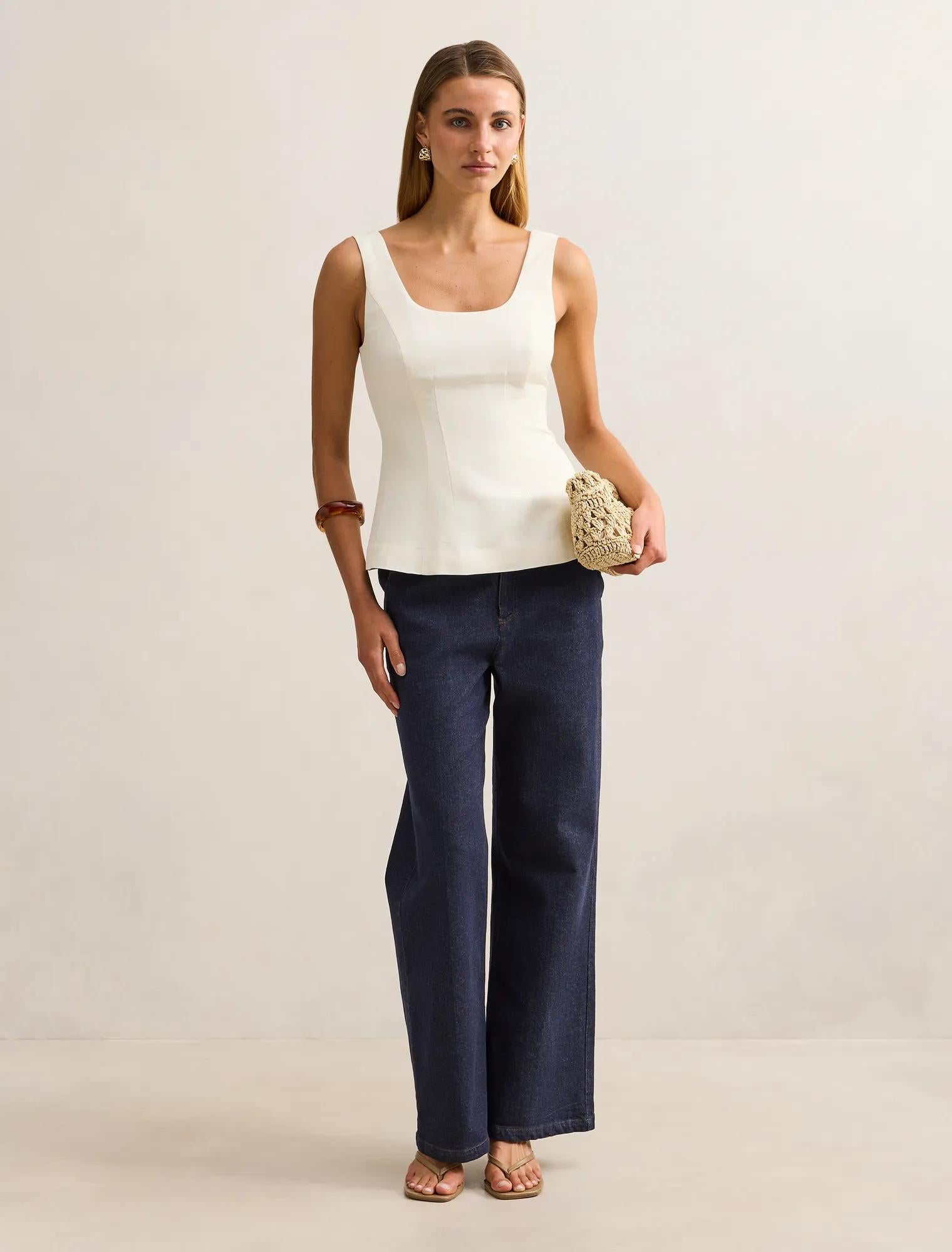 Camila Open Back Top Buttercream