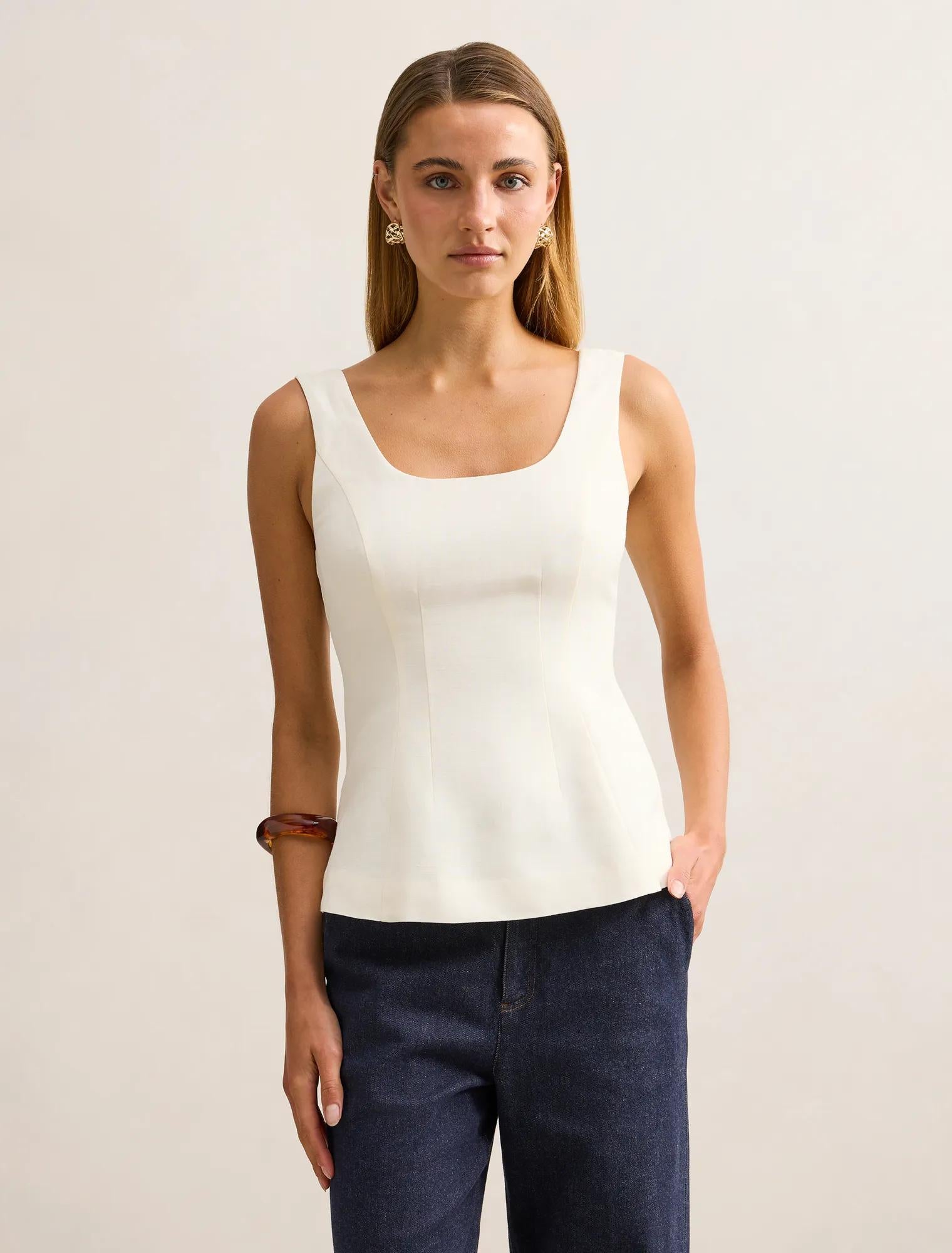 Camila Open Back Top Buttercream
