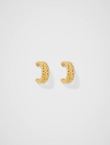 Selena Waterproof Plait Hoop Earrings Gold Plated_mannequin