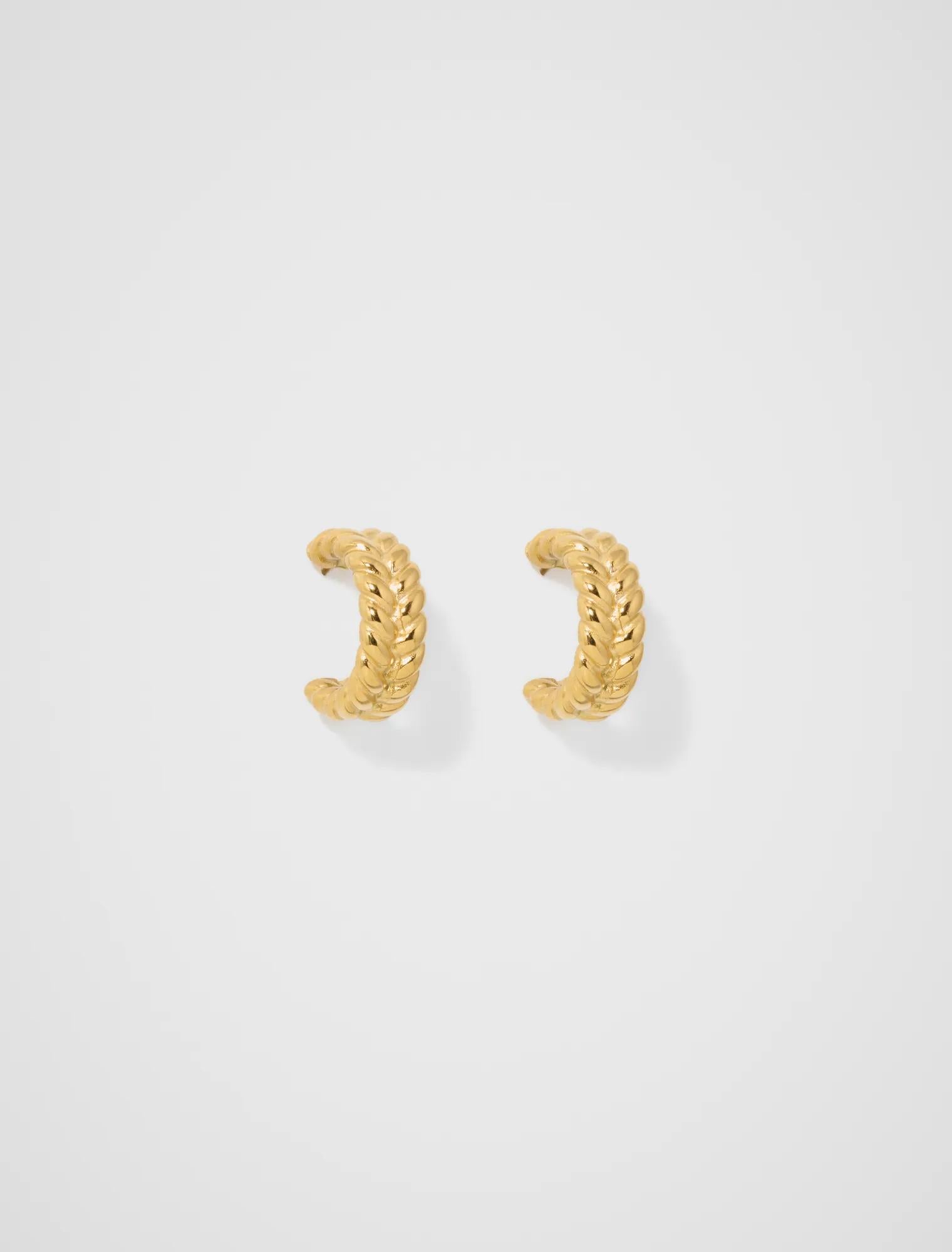 Selena Waterproof Plait Hoop Earrings Gold Plated_mannequin