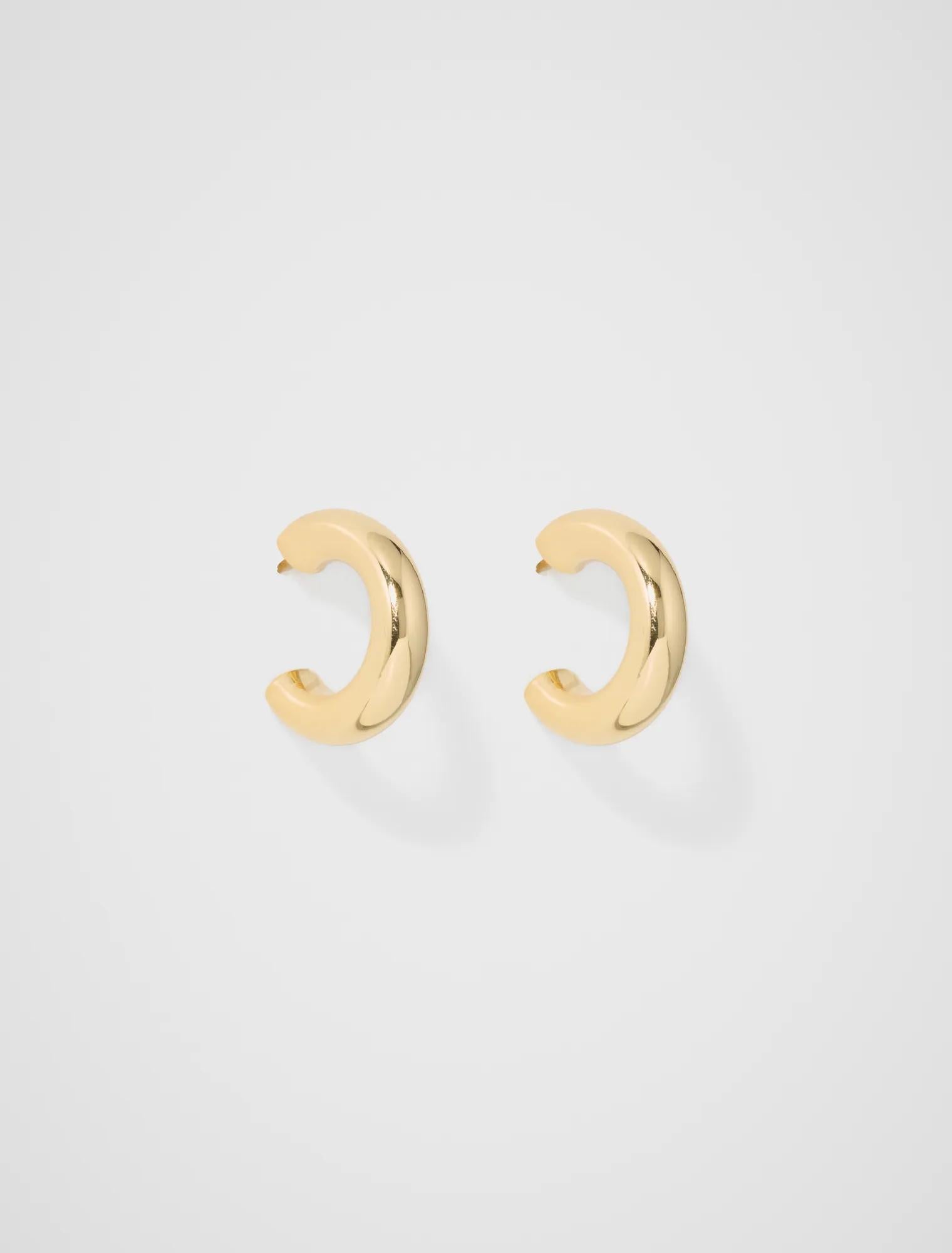 Tara Waterproof Thick Hoop Earrings Gold Plated_mannequin