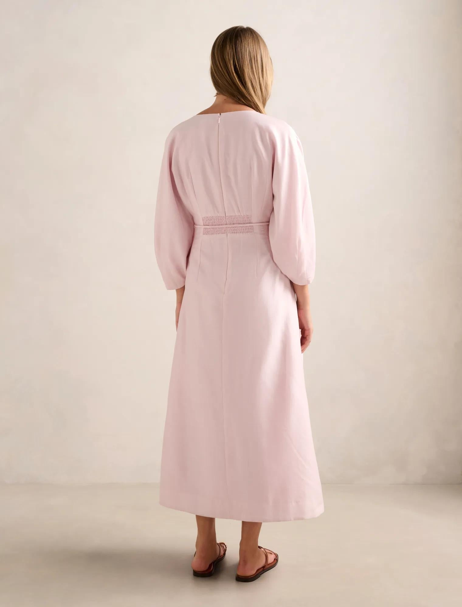 Scarlett Seam Detail Midi Dress Mauve Chalk