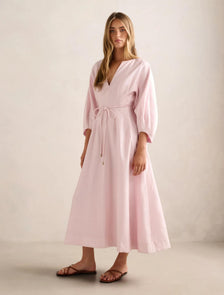Scarlett Seam Detail Midi Dress Mauve Chalk