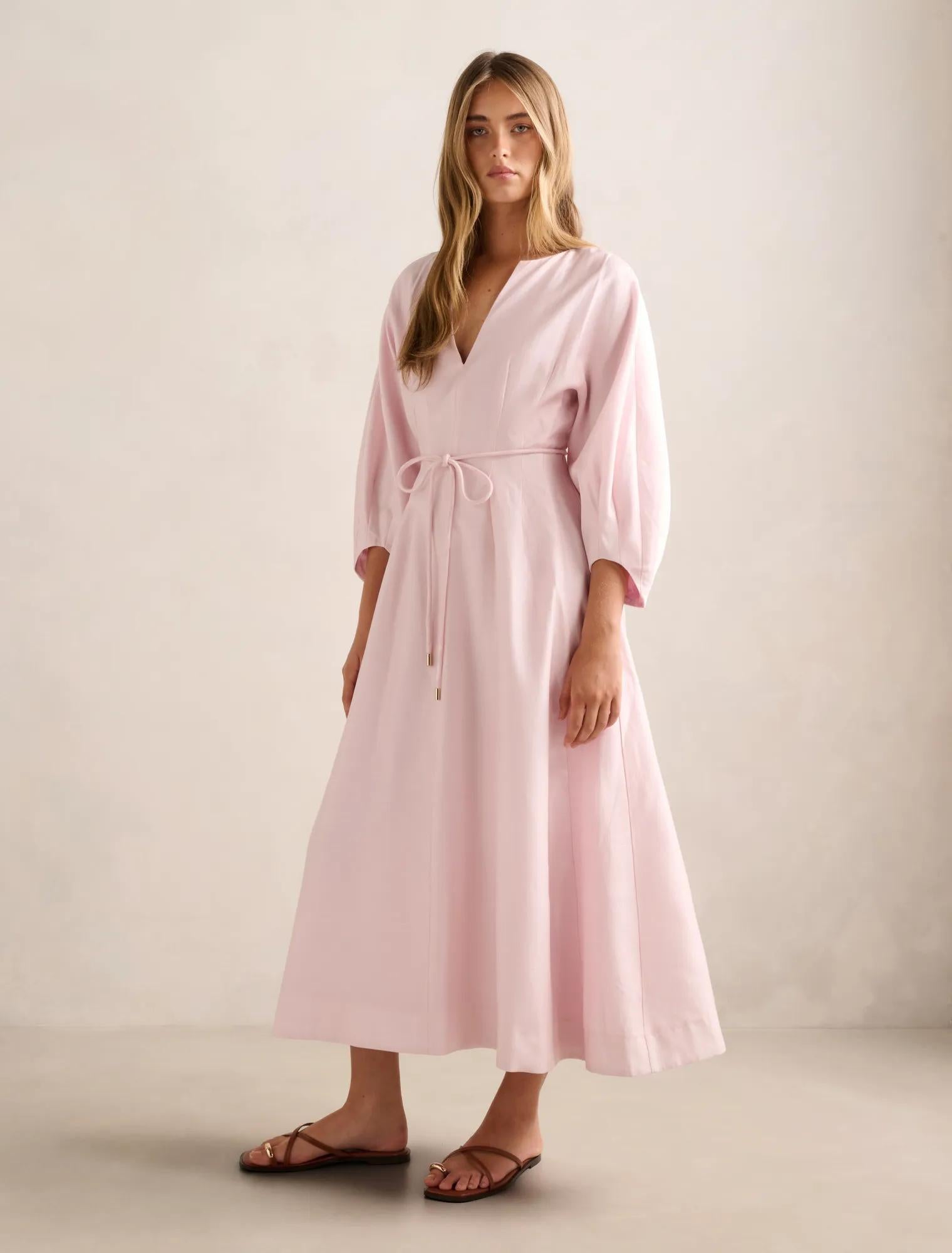 Scarlett Seam Detail Midi Dress Mauve Chalk