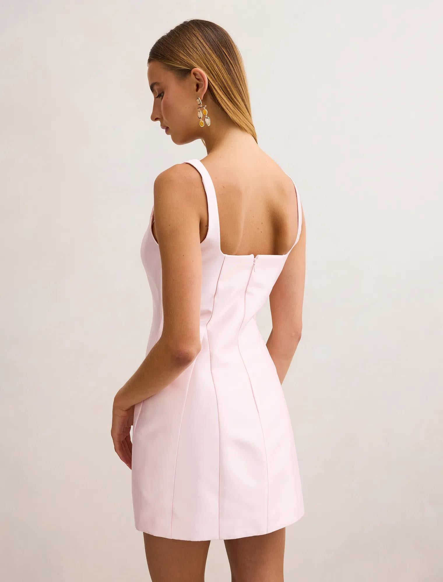 Kaitlyn Structured Satin Mini Dress Pink