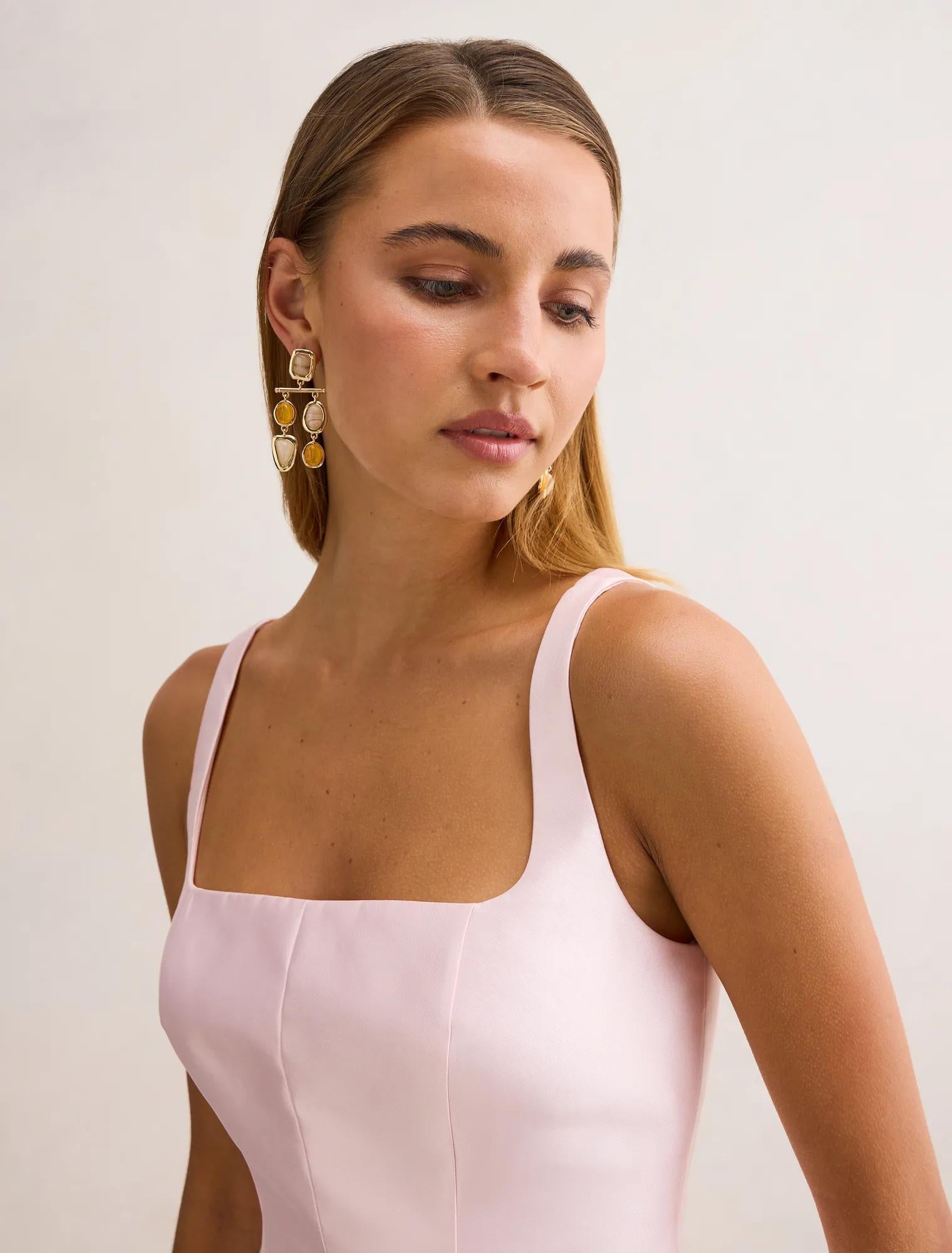 Kaitlyn Structured Satin Mini Dress Pink
