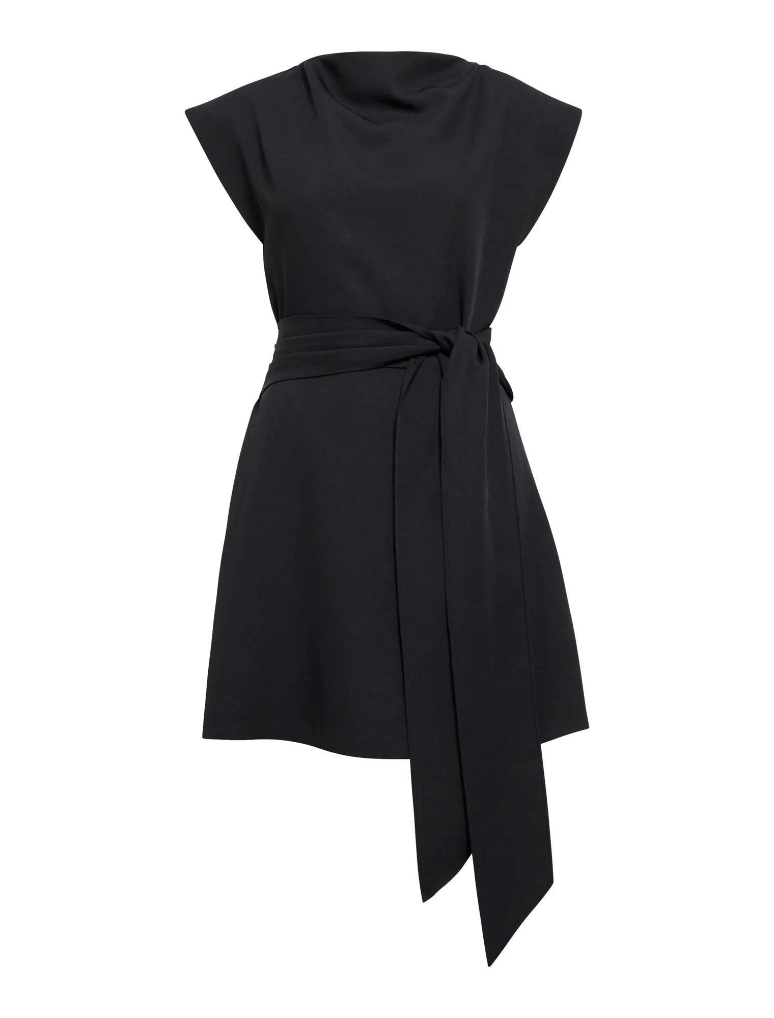 Peony Tie Front Mini Dress Black_mannequin