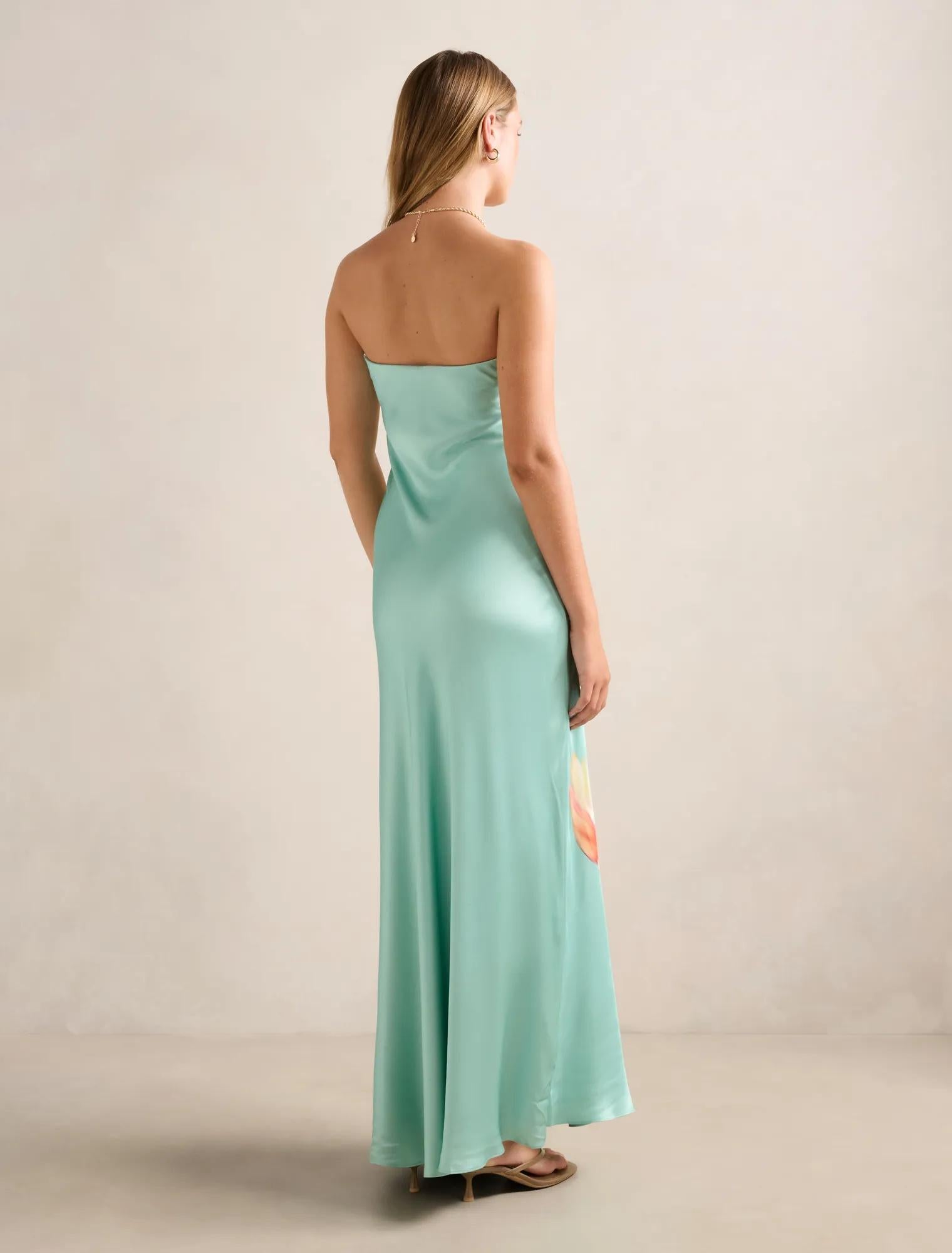 Estelle Satin Strapless Maxi Dress Capella Floral