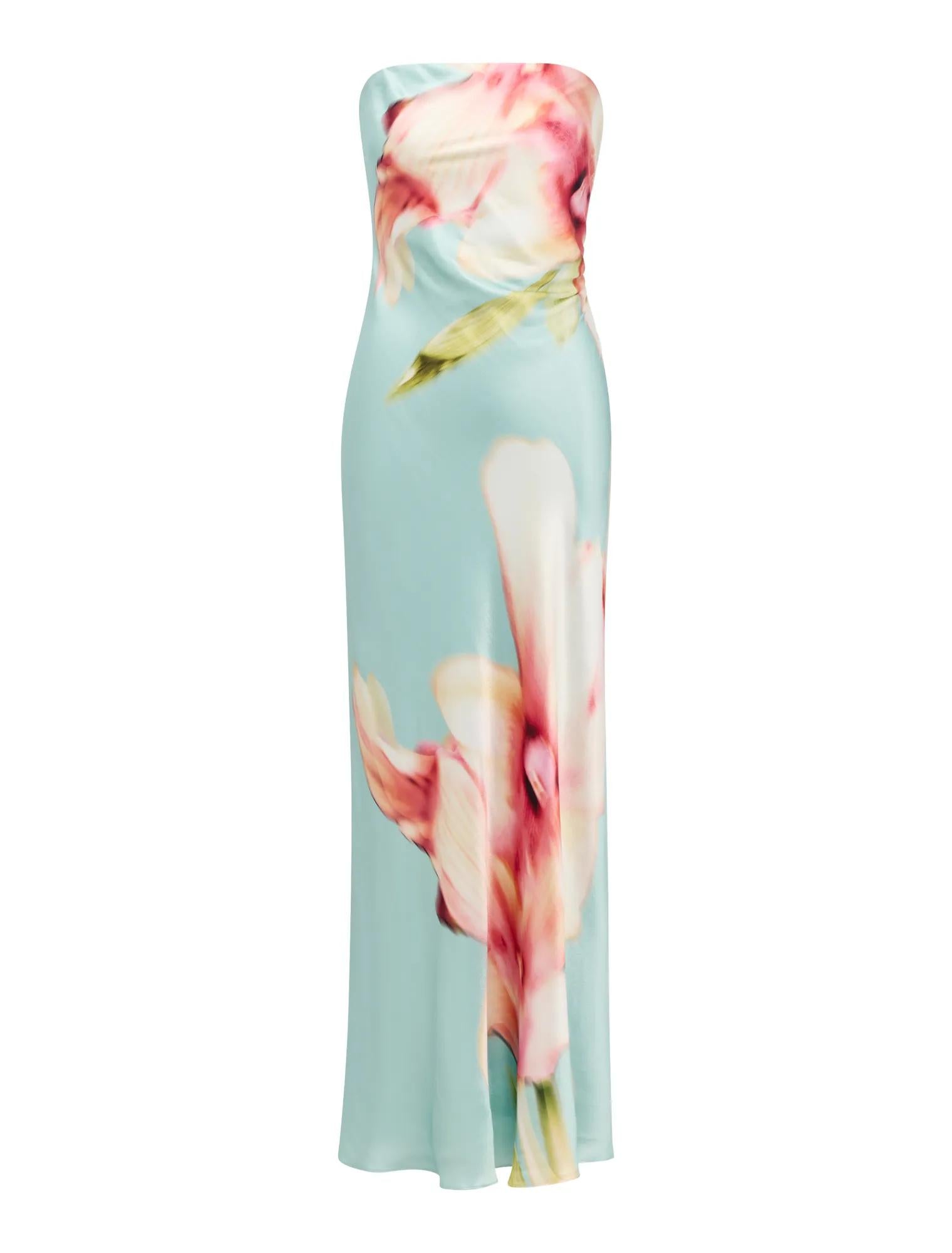 Estelle Satin Strapless Maxi Dress Capella Floral_mannequin