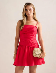 Solene Cotton Mini Dress Raspberry