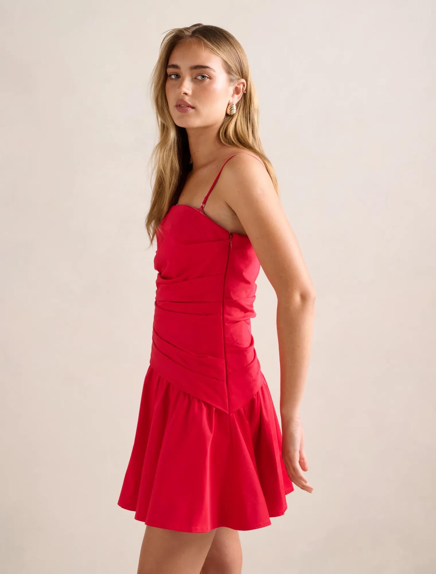 Solene Cotton Mini Dress Raspberry