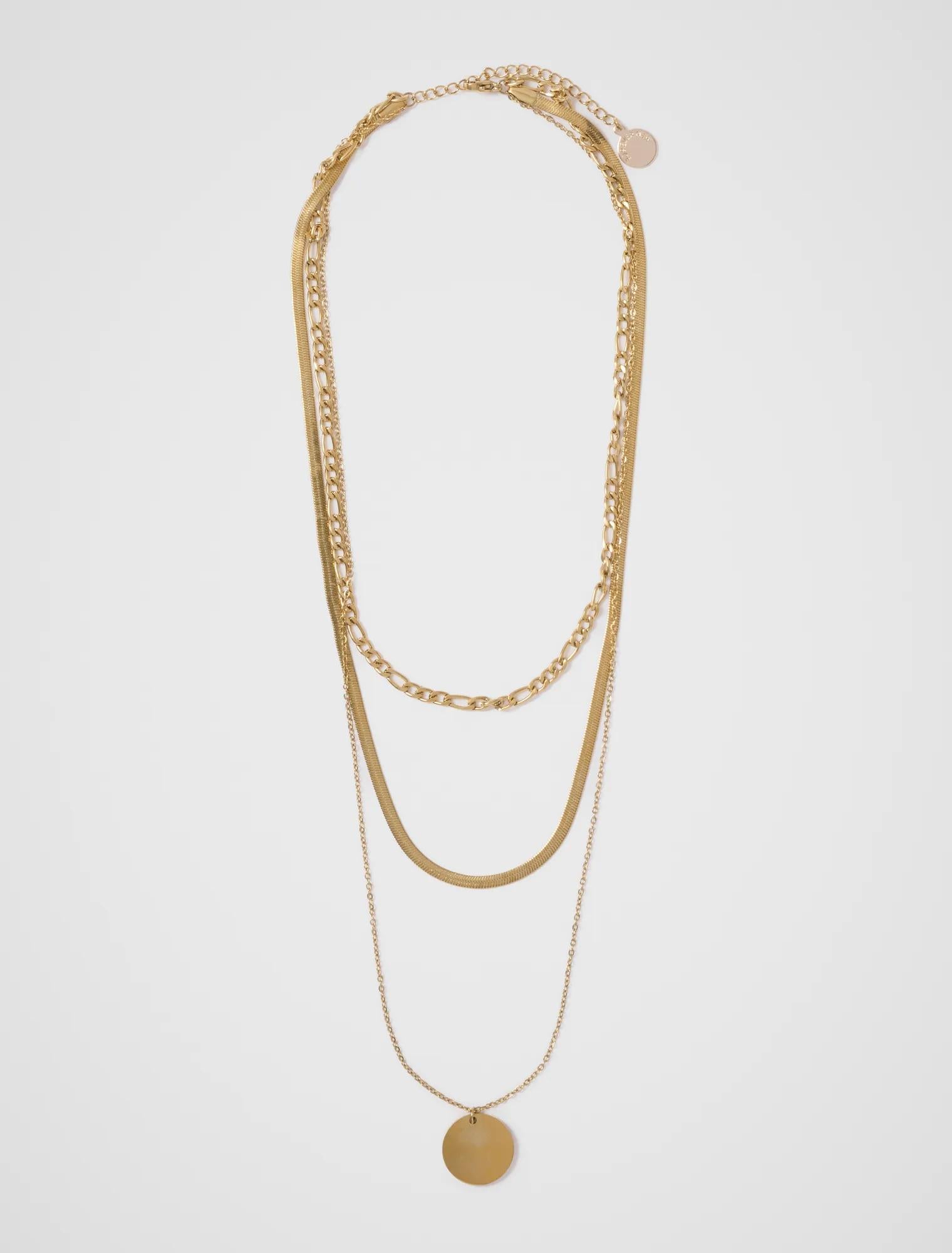 Courtney Waterproof Layered Pendant Necklace Gold Plated_mannequin