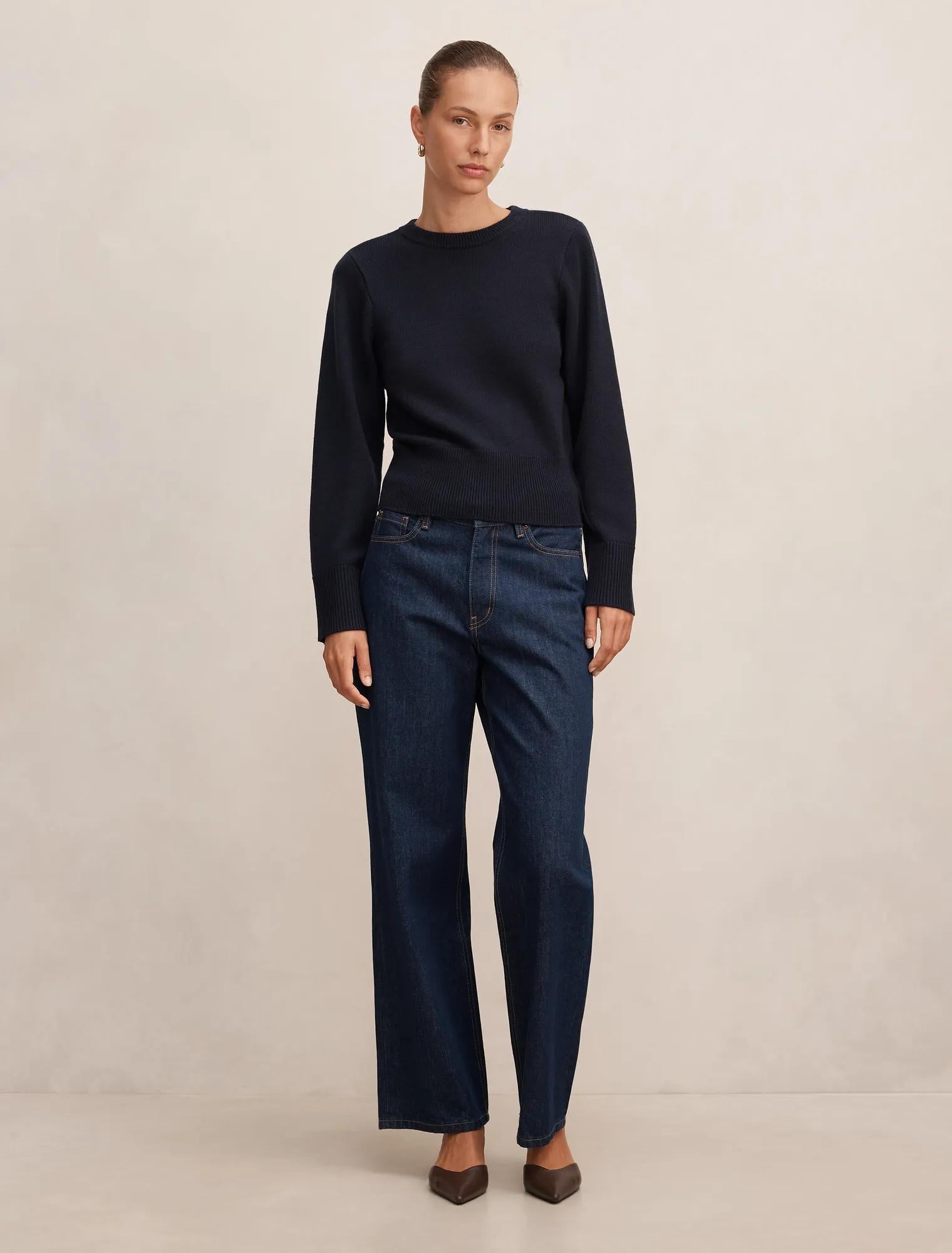 Ella Wide Sleeve Sweater Navy