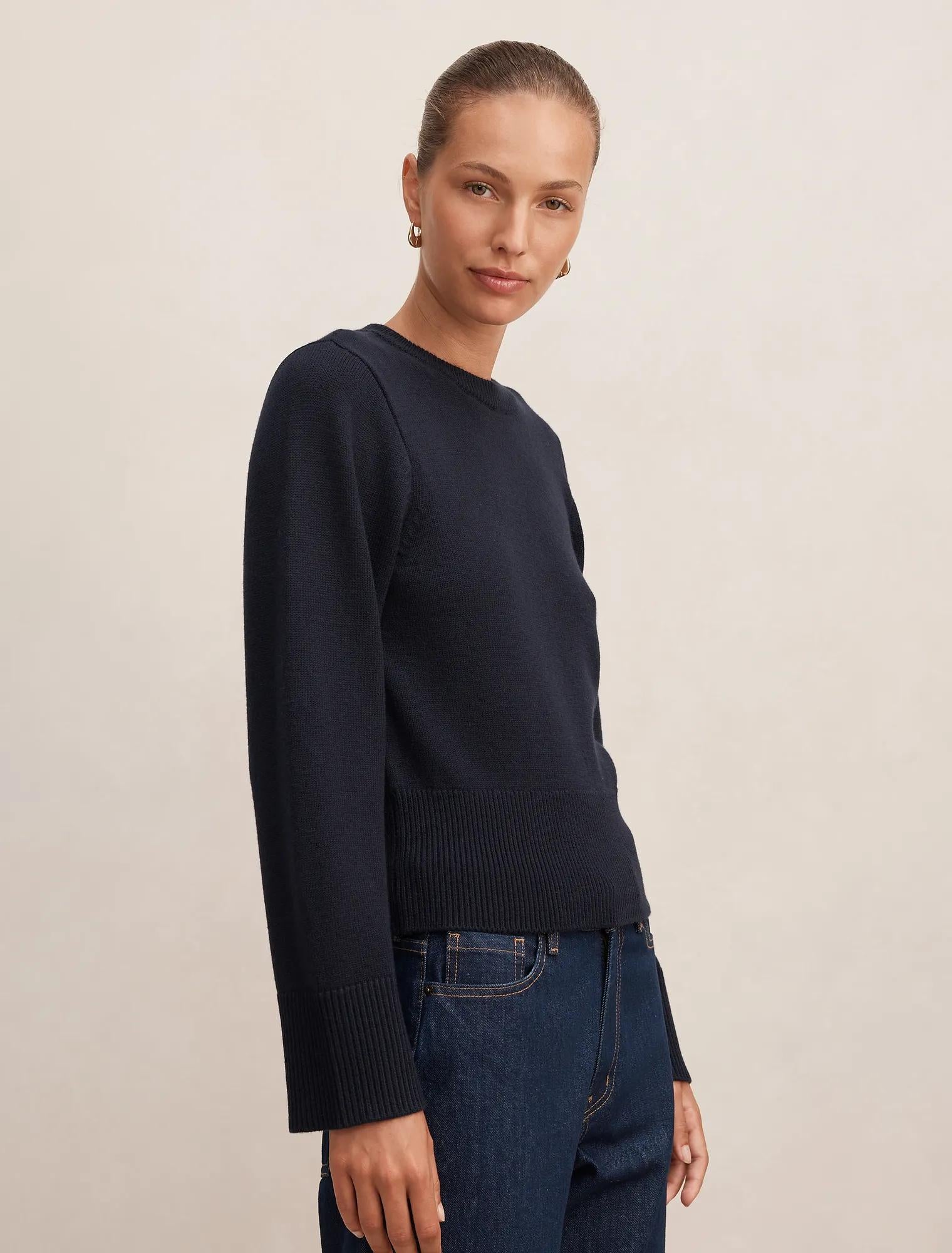 Ella Wide Sleeve Sweater Navy