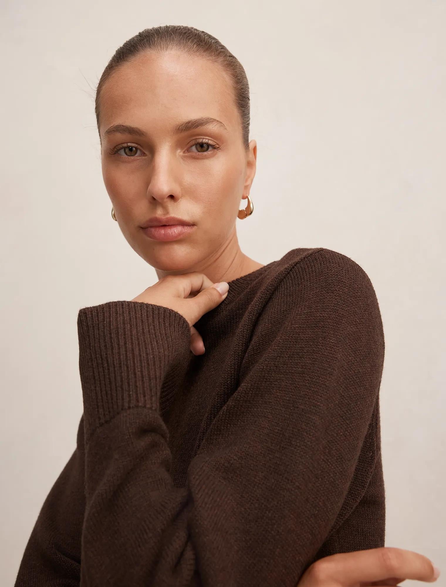 Ella Wide Sleeve Sweater Chocolate