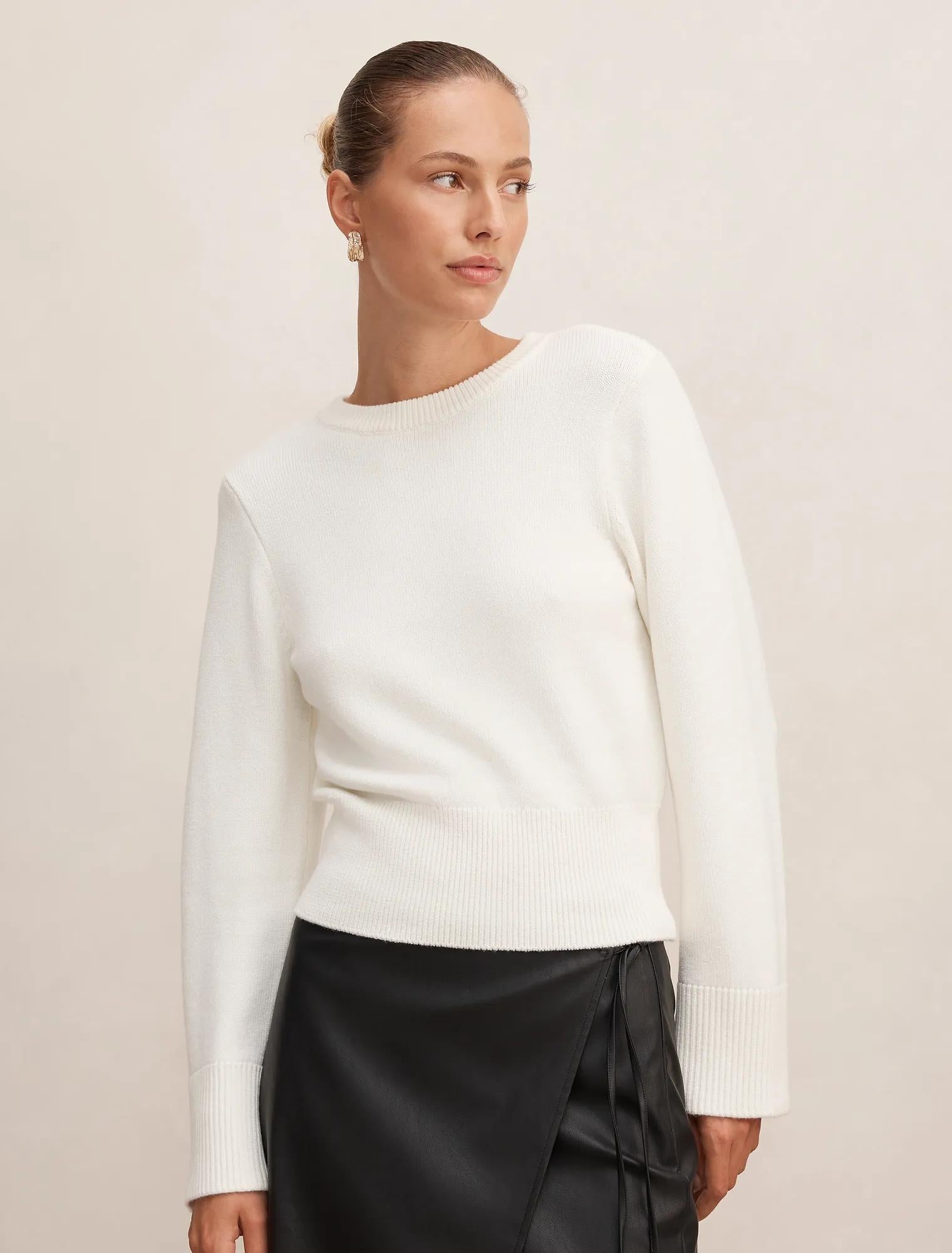 Ella Wide Sleeve Sweater Porcelain