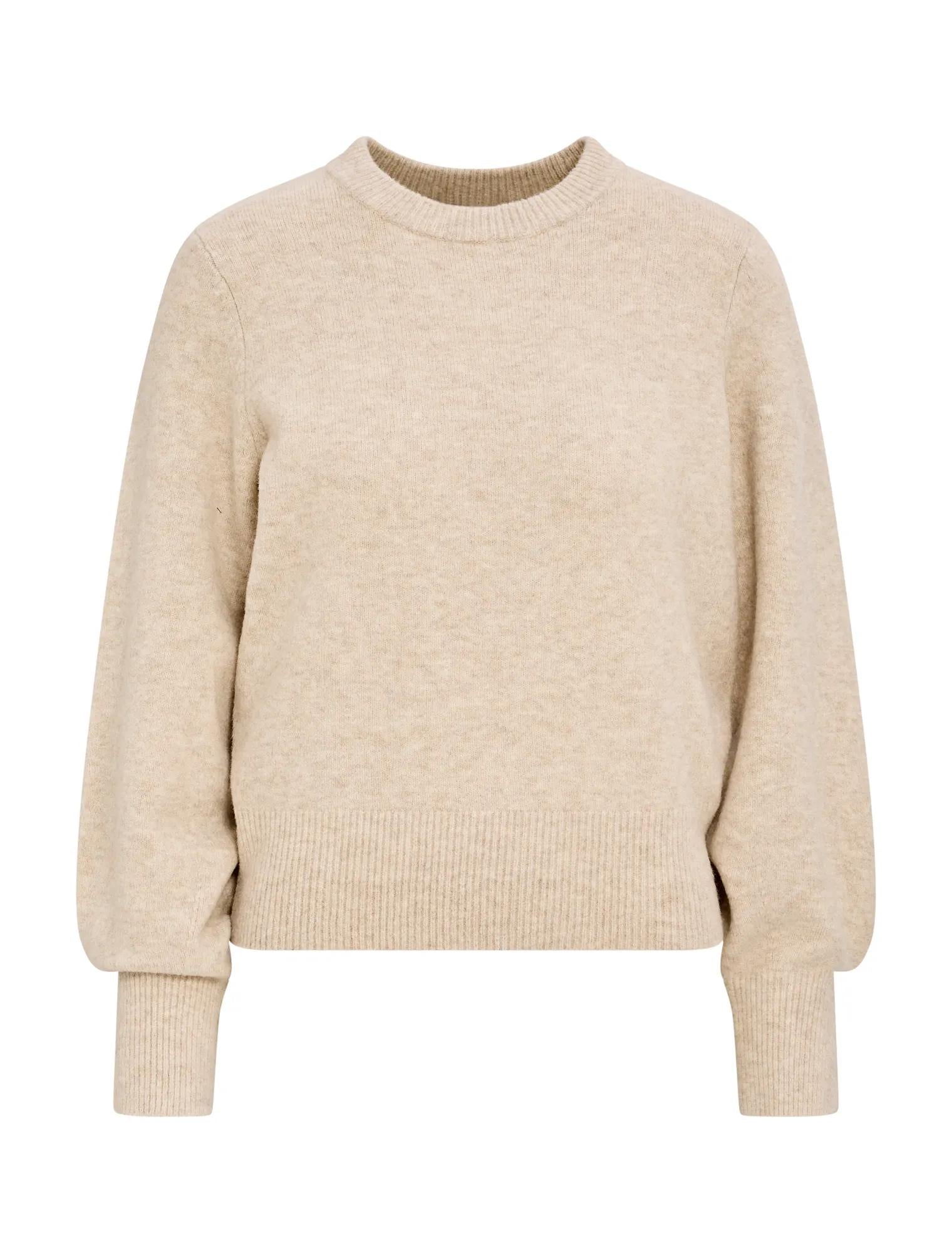 Ellie Cuff Detail Sweater Soft Oatmeal_mannequin
