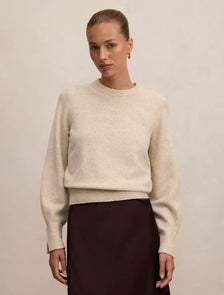 Ellie Cuff Detail Sweater Soft Oatmeal