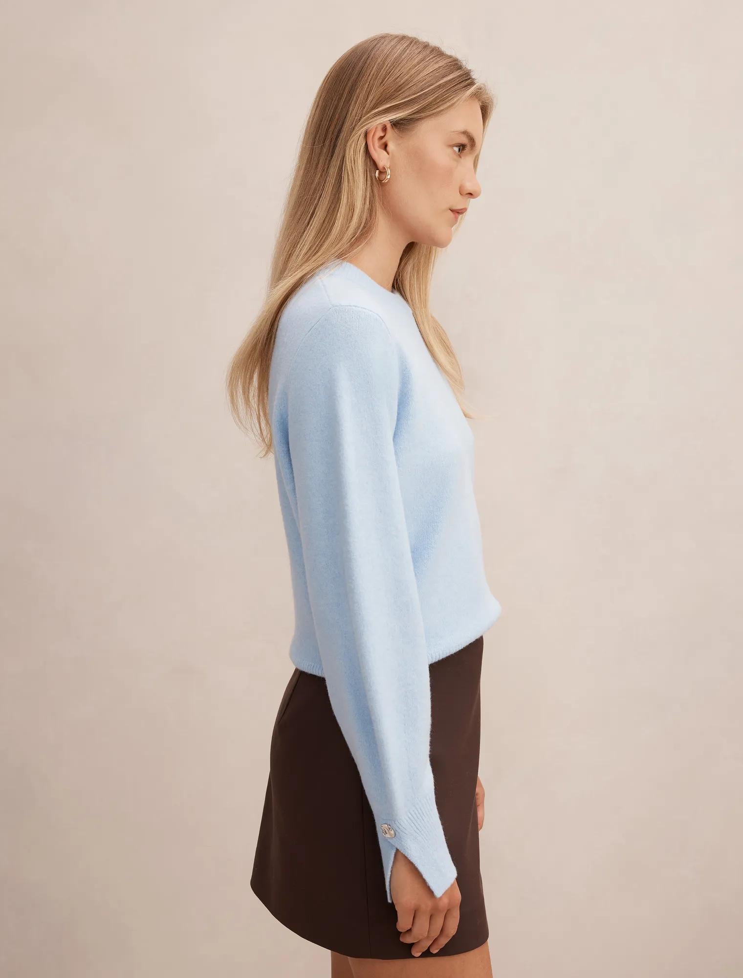 Ellie Cuff Detail Sweater Soft Blue