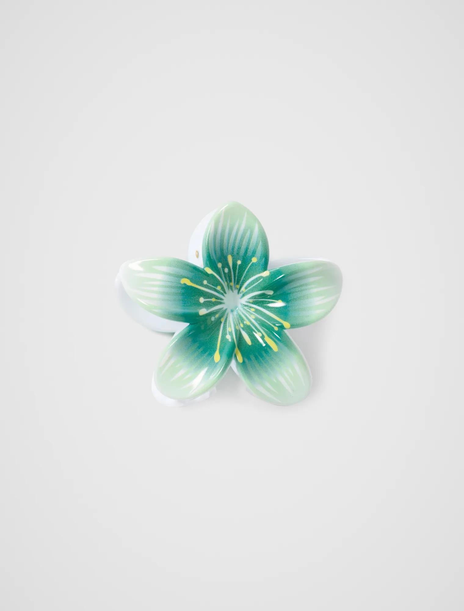 Ava Tropical Flower Claw Clip Green_mannequin