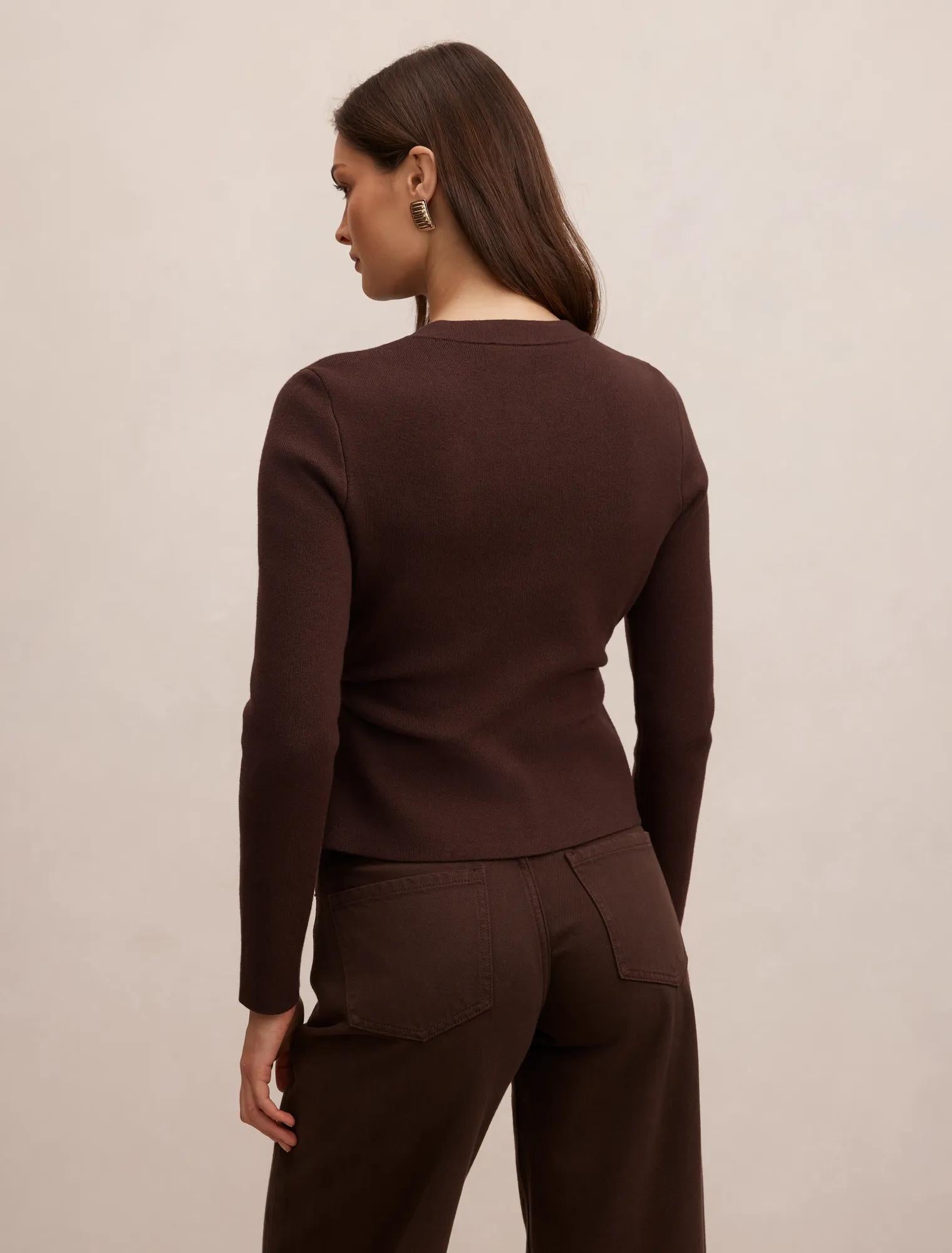 Valencia Structured Knit Cardigan Chocolate