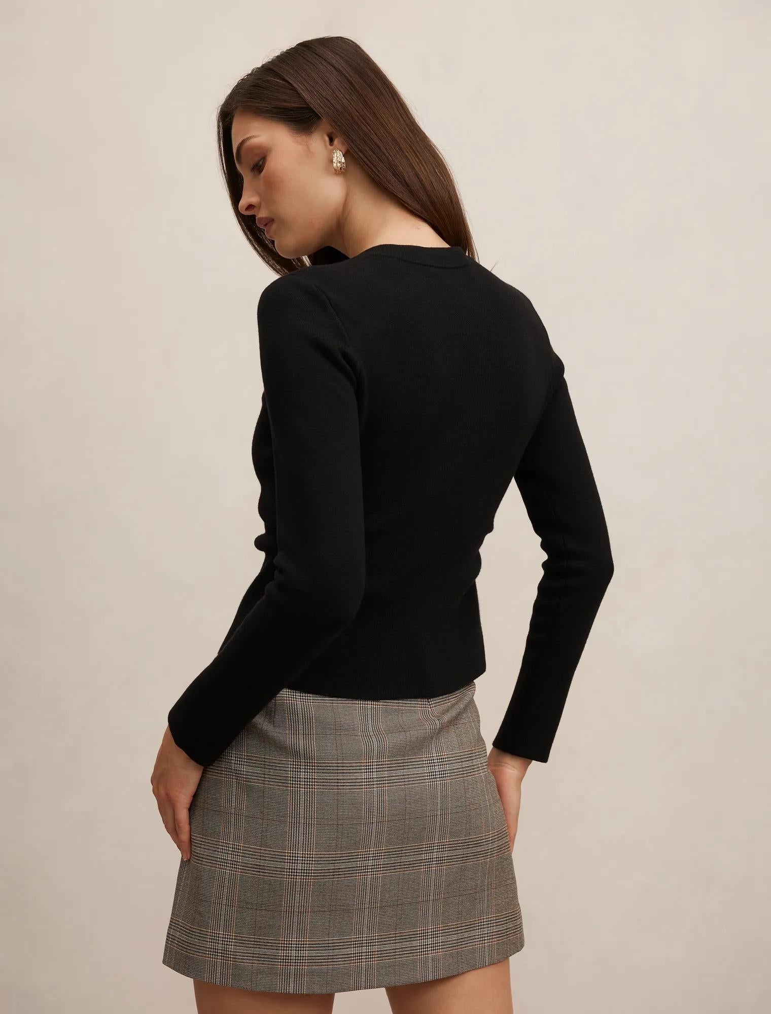 Valencia Structured Knit Cardigan Black