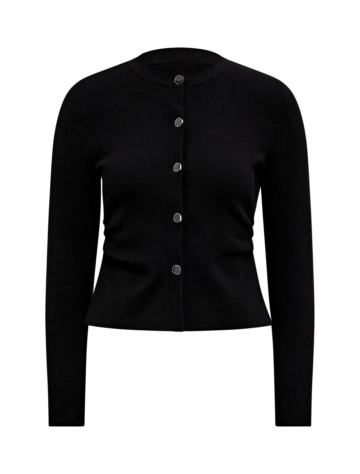 Valencia Structured Knit Cardigan Black_mannequin