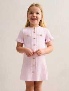 Violet Stitch Interest Girls Mini Dress Pink