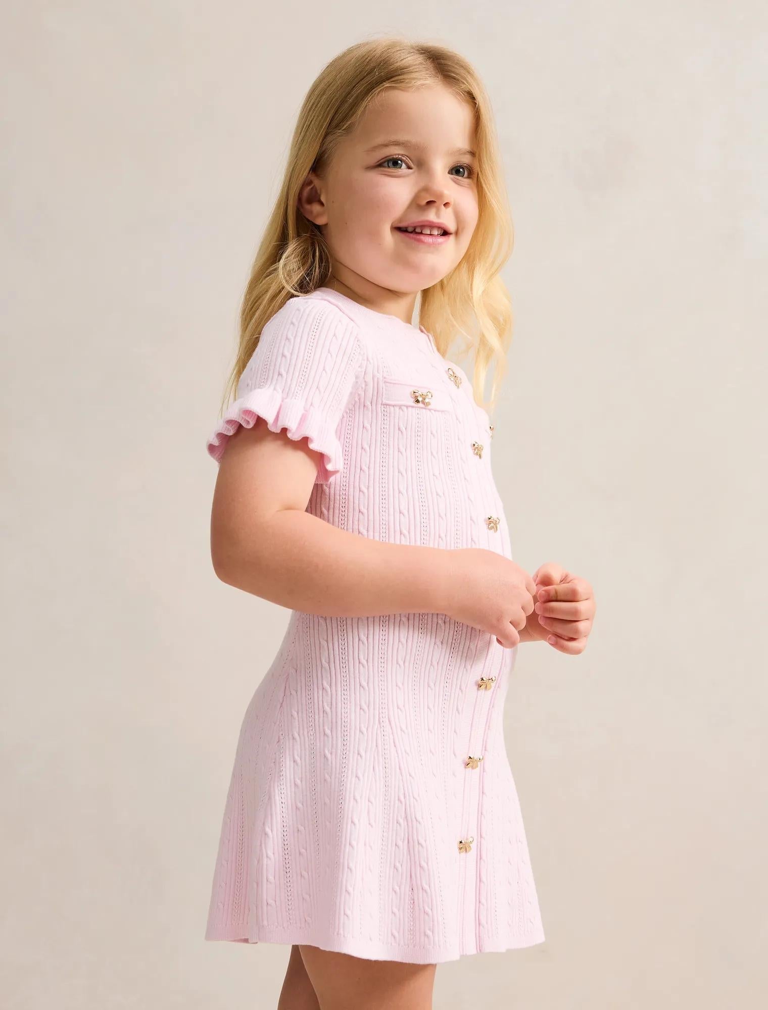 Violet Stitch Interest Girls Mini Dress Pink