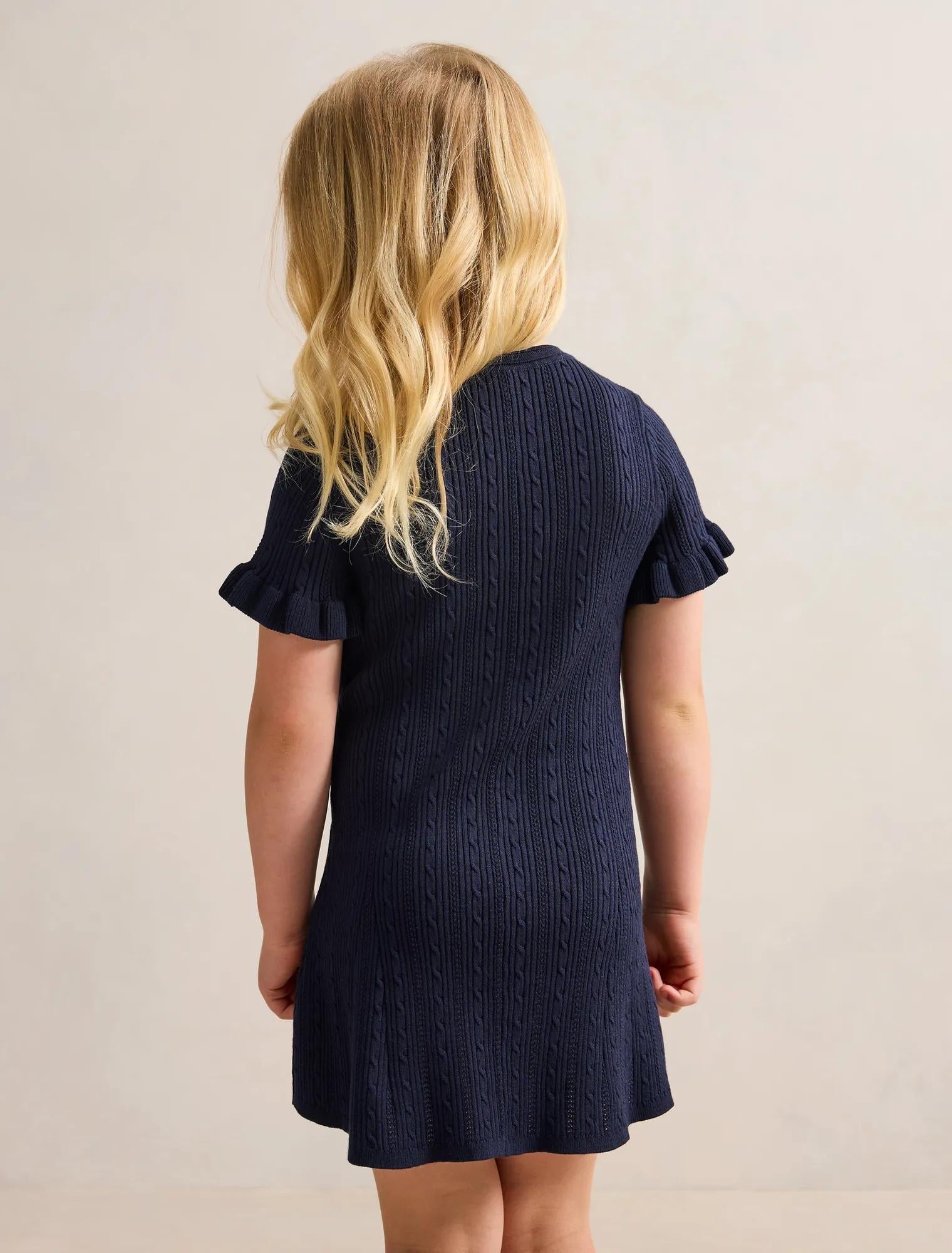 Violet Girls Stitch Interest Mini Dress Navy