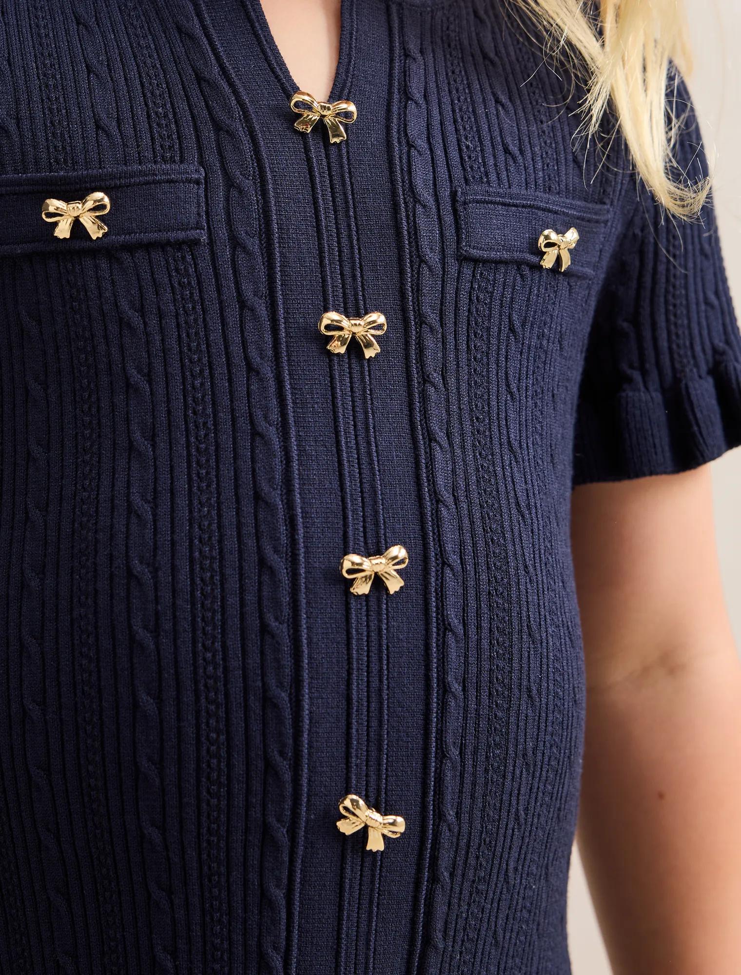 Violet Girls Stitch Interest Mini Dress Navy