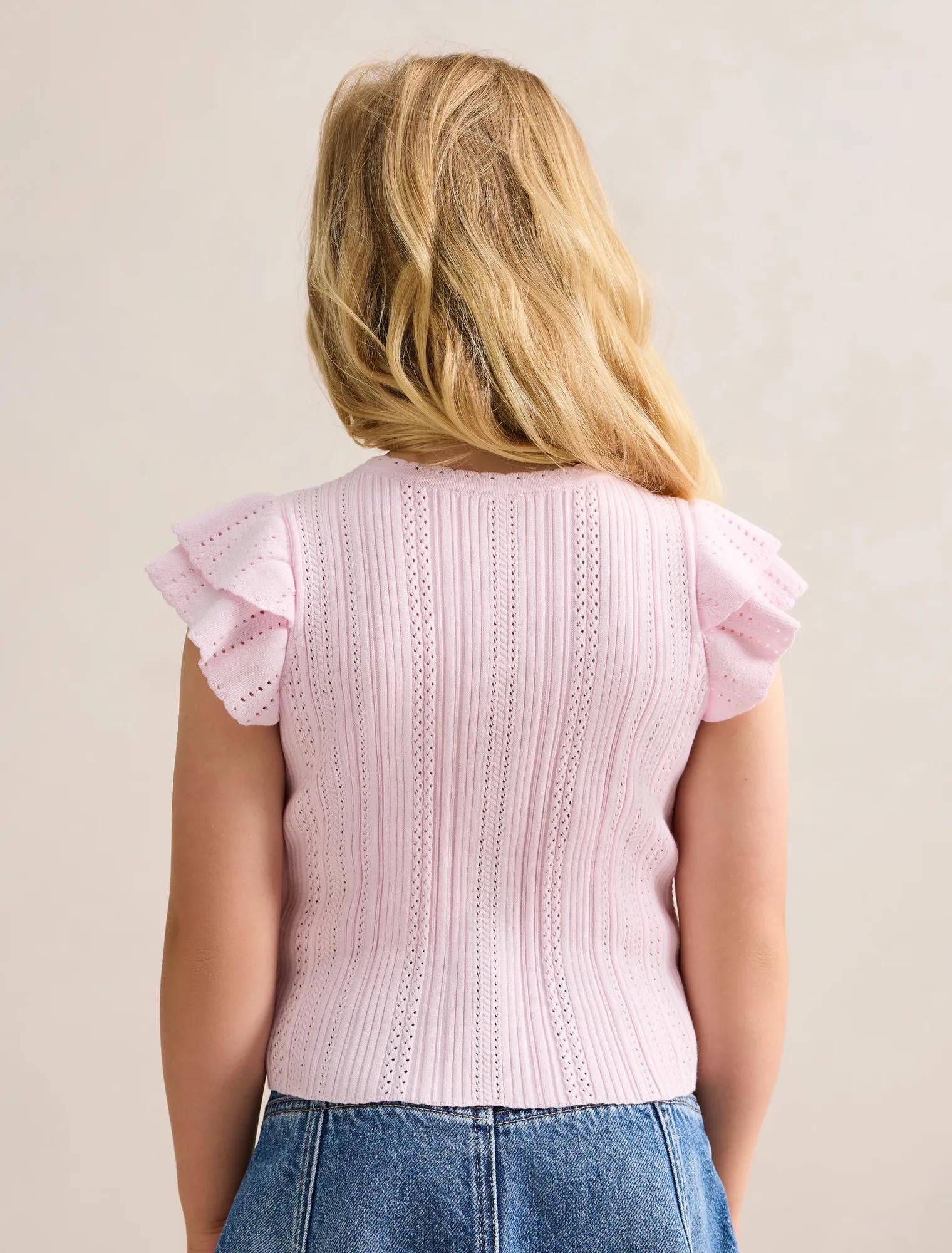 Danielle Girls Flutter Sleeve Knit Top Pink