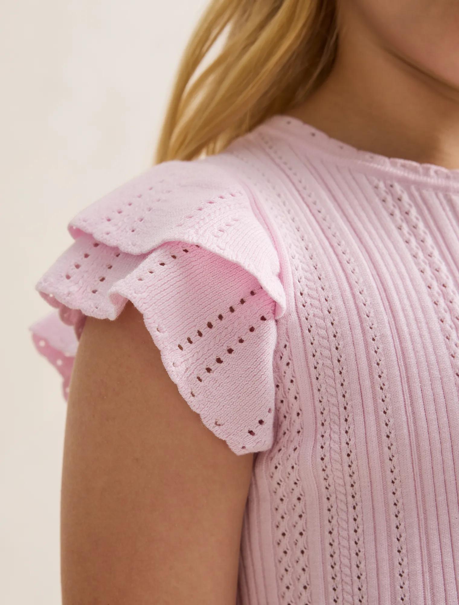 Danielle Girls Flutter Sleeve Knit Top Pink