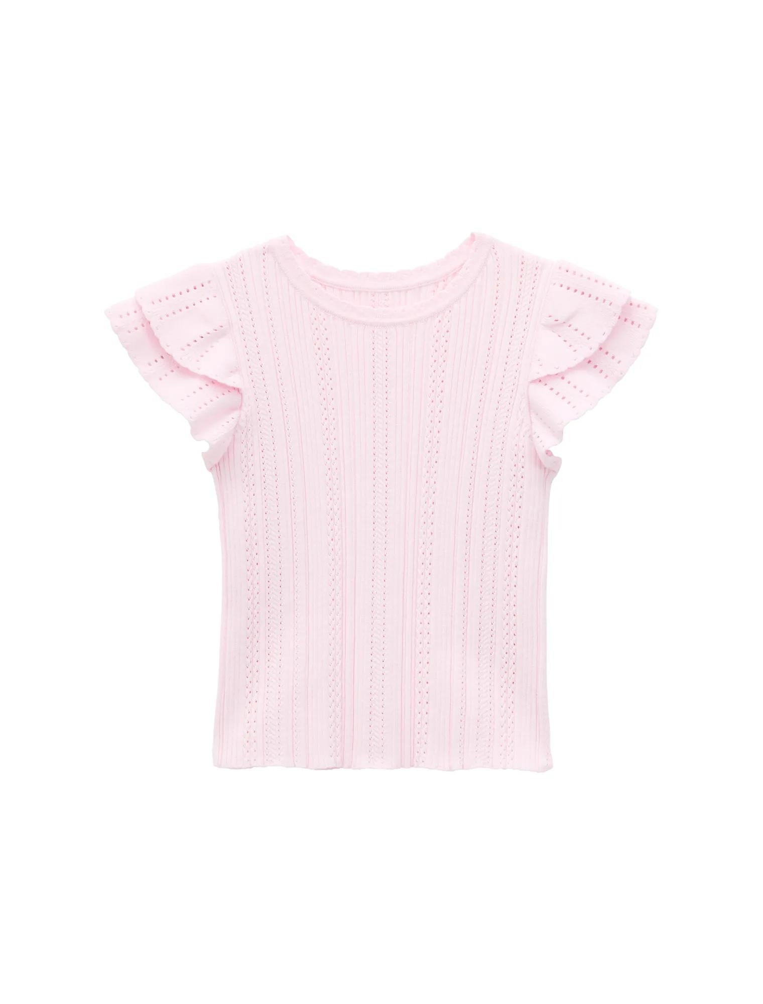 Danielle Girls Flutter Sleeve Knit Top Pink_mannequin