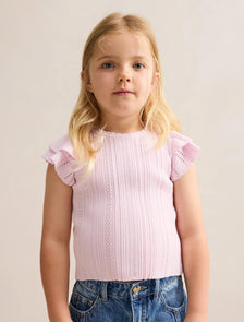 Danielle Girls Flutter Sleeve Knit Top Pink